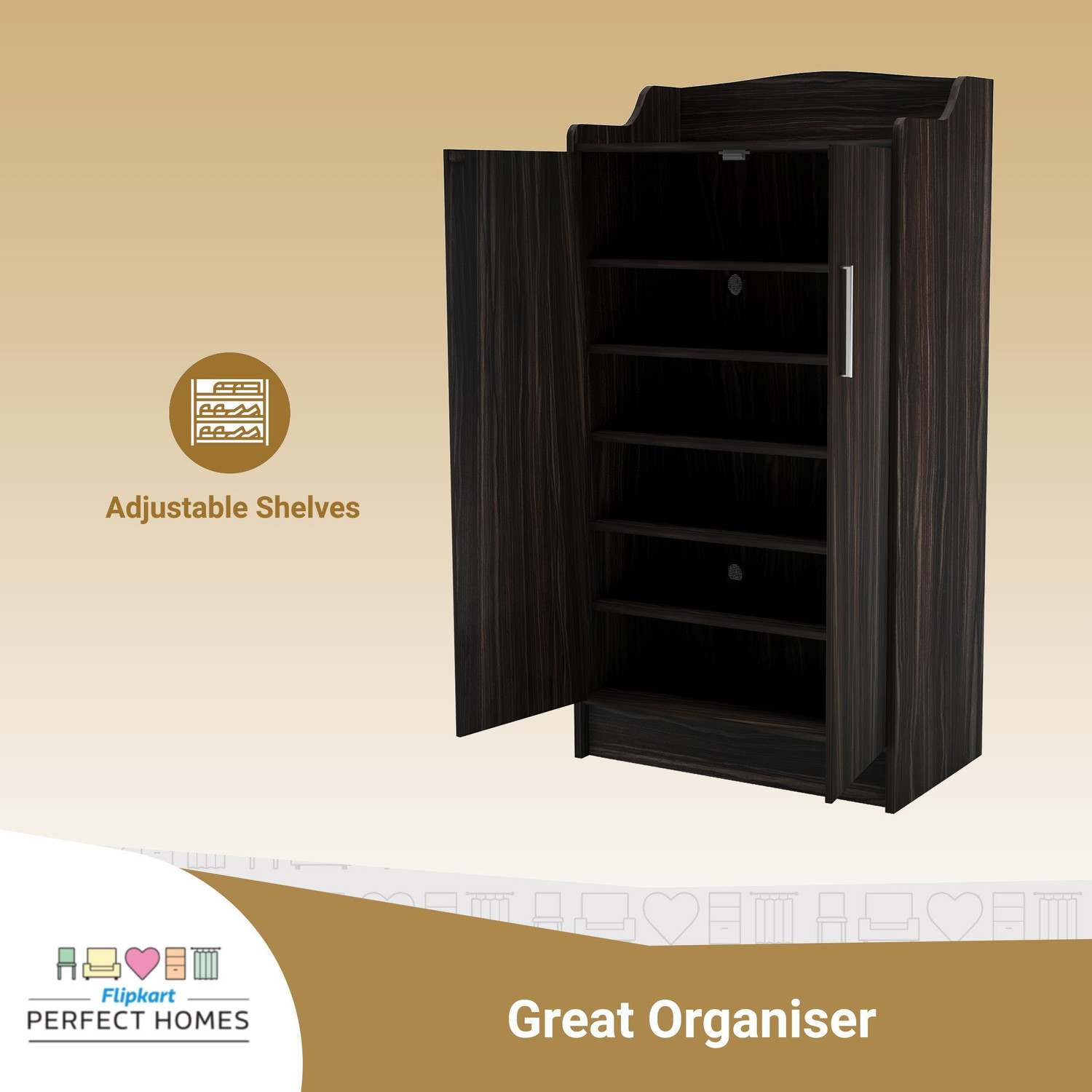 Image of Flipkart Perfect Homes Wellington Engineered Wood Shoe Rack