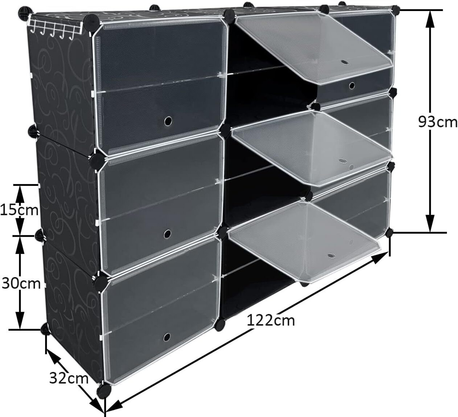 Image of Vozica 18-Shelf-6-Door Plastic Cubort Shoe Rack Metal Collapsible Shoe Stand