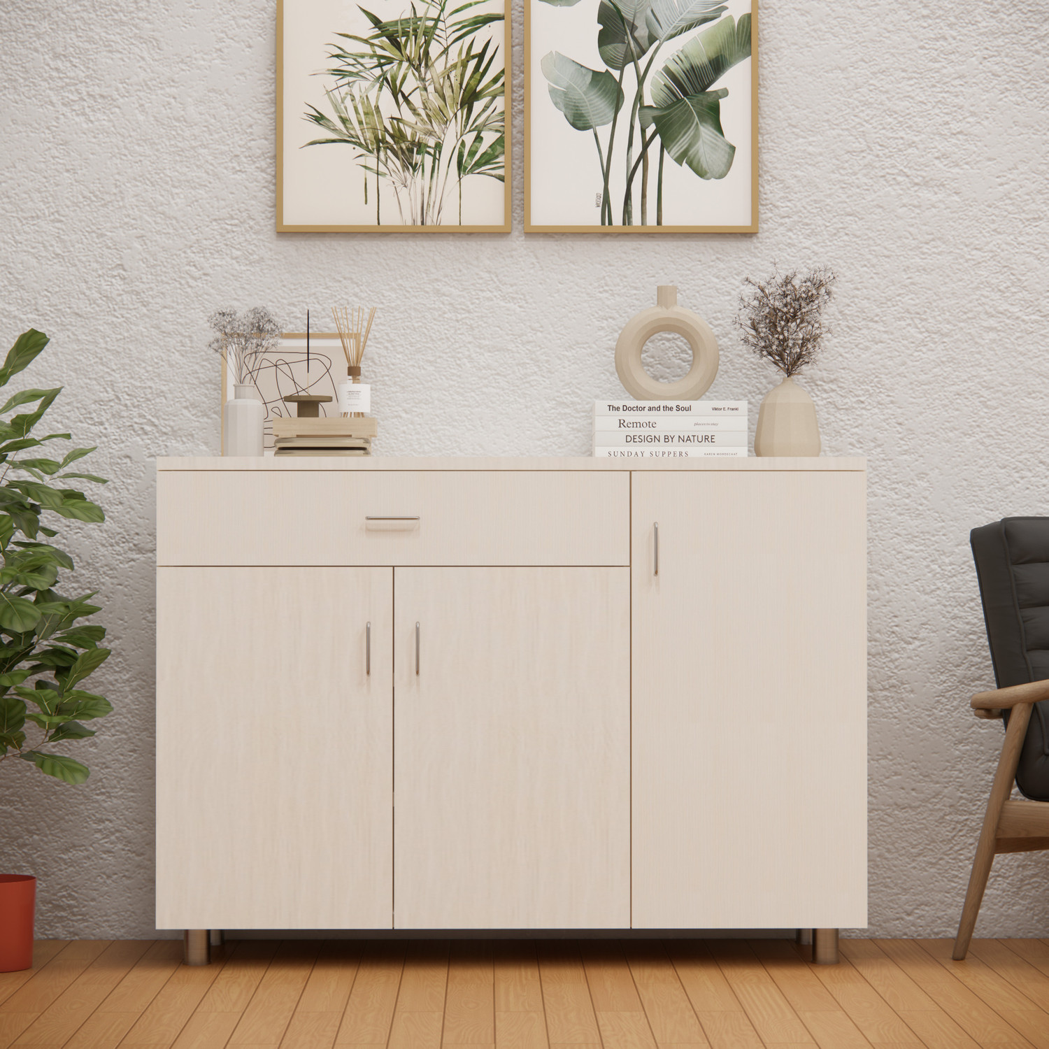 Image of BLACKWOODS 3-Door with Spacious Drawer & Closed Storage with Free installation by Brand Engineered Wood Kitchen Cabinet