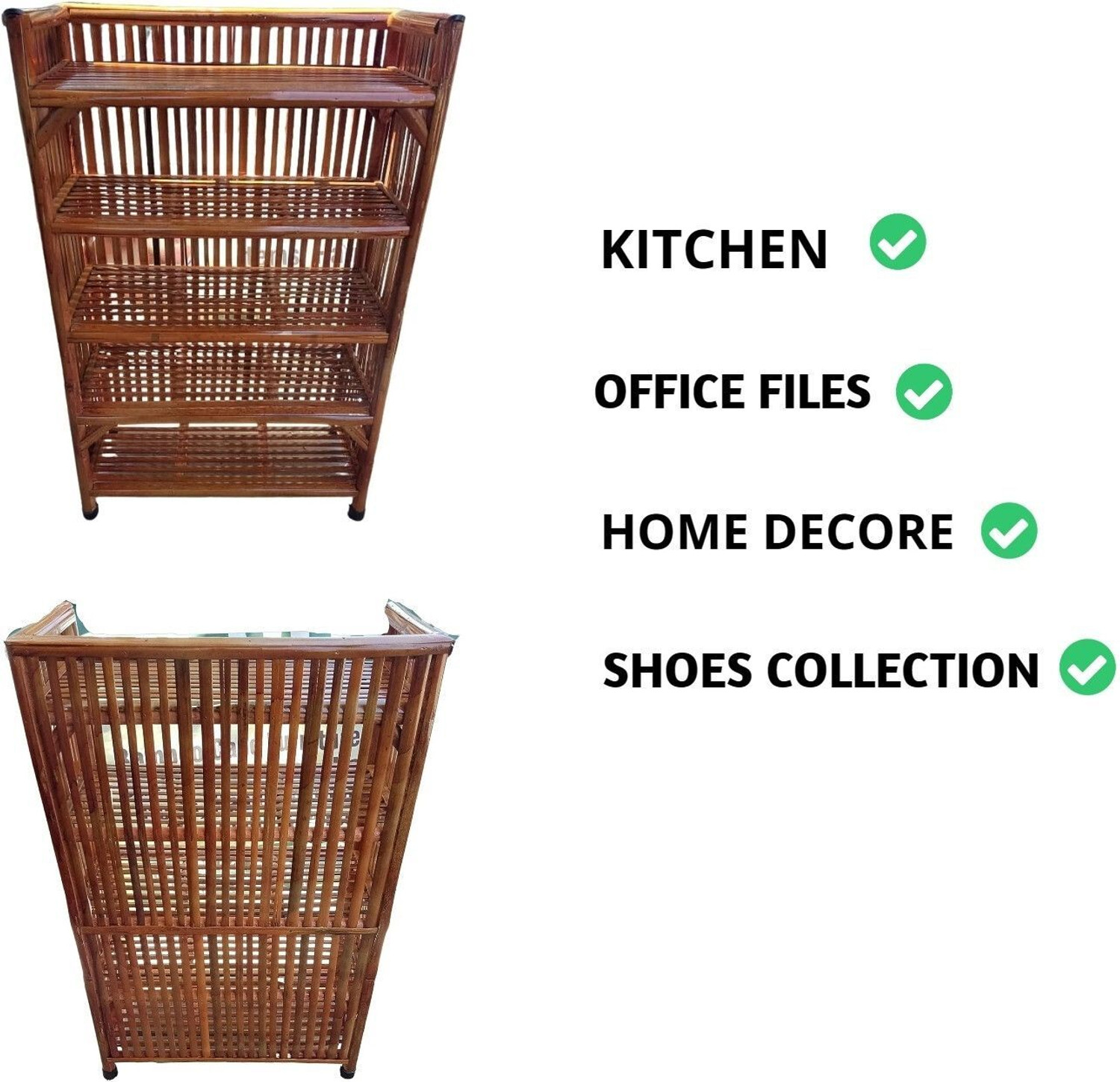 Image of BambooMonk Handmade 5 shelves Bamboo Shoe Rack| Stand| Organizer Bamboo Shoe Stand