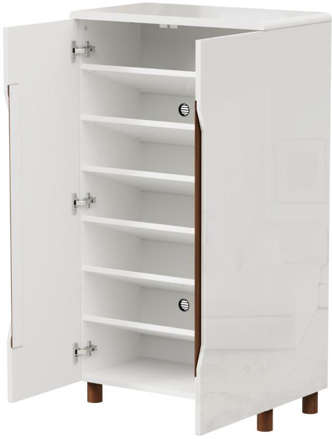 Image of Wakefit Engineered Wood Shoe Rack (Glossy White Columbian Walnut, 7 Shelves, Knock Down)