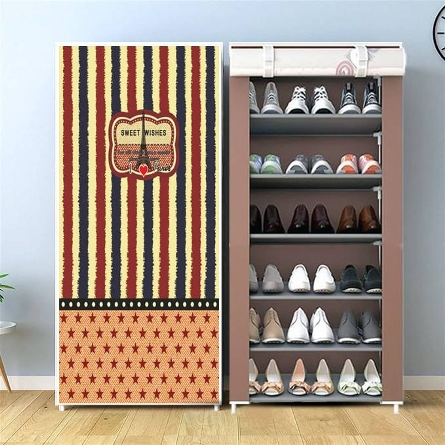 FurniGully 6 Layer Metal Shoe Stand - Image 1