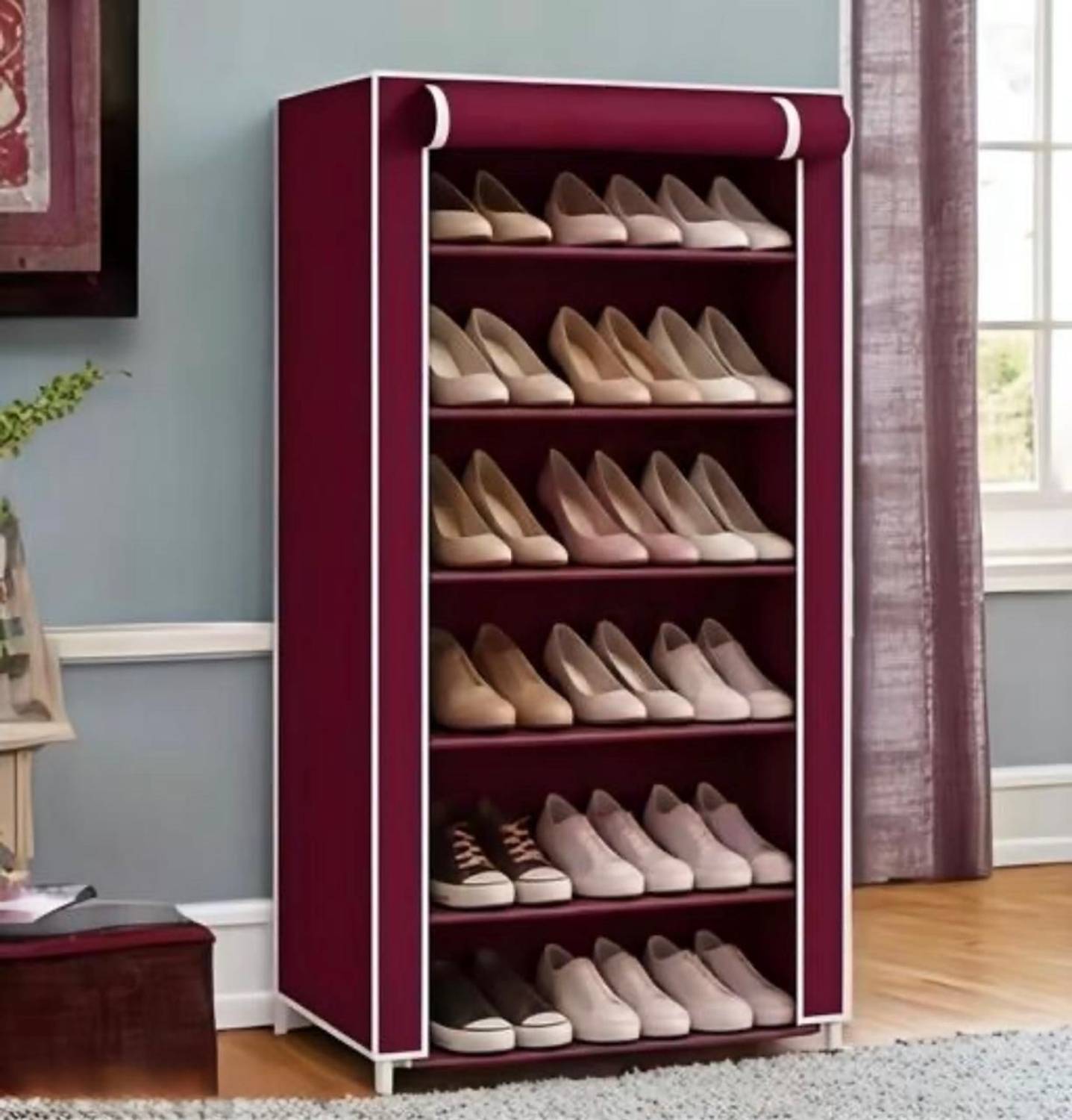 Shaym ji 18 Pair plastic Shoe Stand with matte look, stylish finish, side pocket Plastic Plastic Shoe Stand