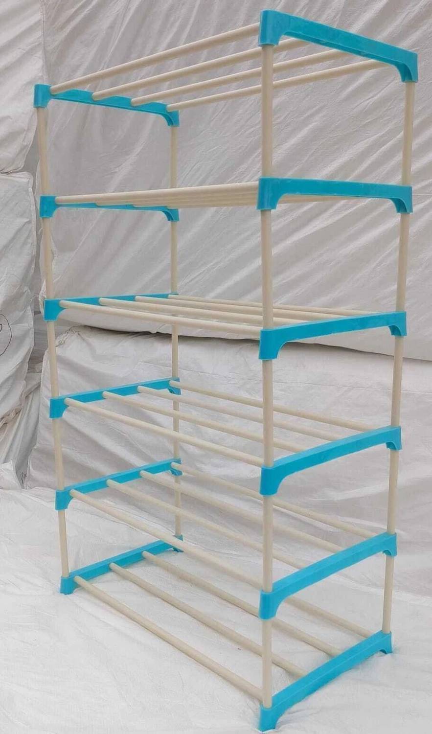 YASHVI 006 Plastic Shoe Stand (SKY BLUE, 6 Shelves, DIY(Do-It-You