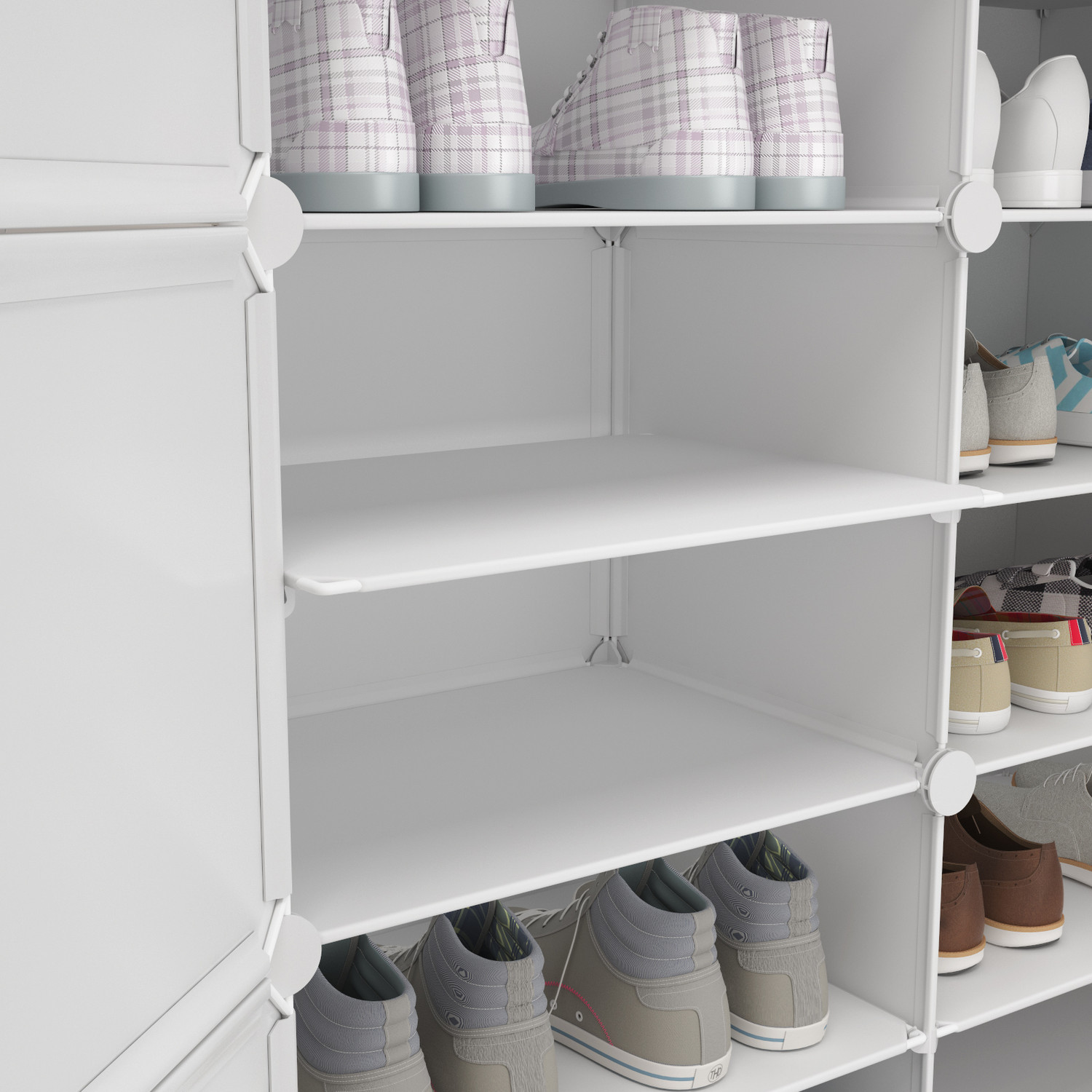 Image of SNKR ESSENTIALS 18-Shelf-6-Door Plastic Cupboard Shoe Rack Plastic, Metal Collapsible Shoe Stand