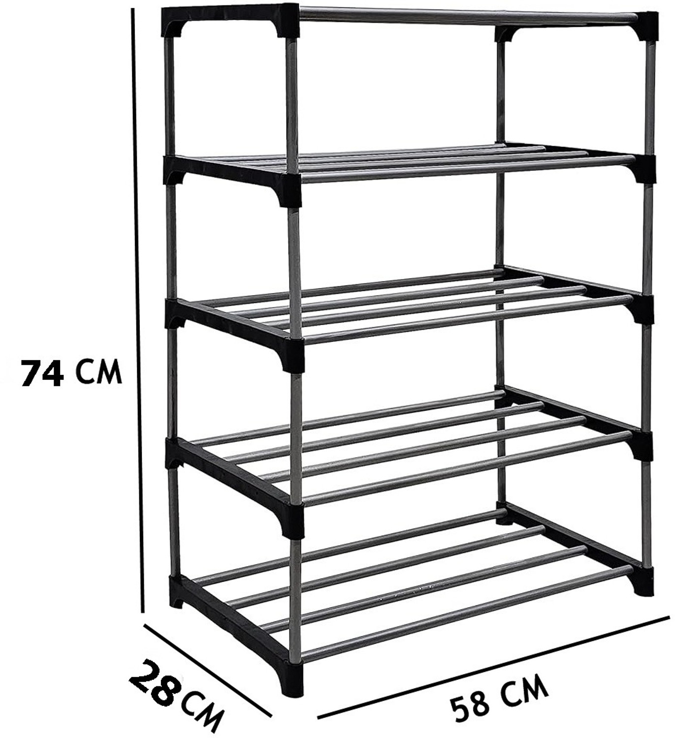 Image of EXPOSURE COLLAPSIBLE OPEN METAL PIPES SHELF SHOE SHOE RACK 5 LAYER Metal Collapsible Shoe Stand