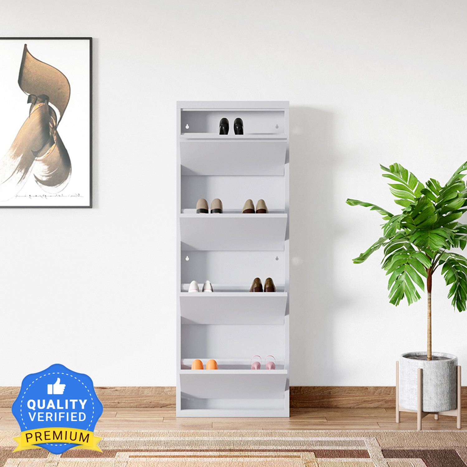 Image of Interio by Godrej Step In L Metal Shoe Rack