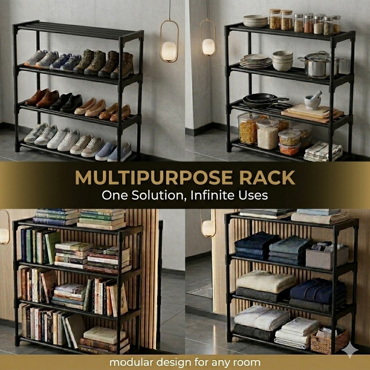 Image of SRMAJI STORE 4 Shelf Plastic Shoe Stand for Shoes and Slippers Plastic Collapsible Shoe Stand