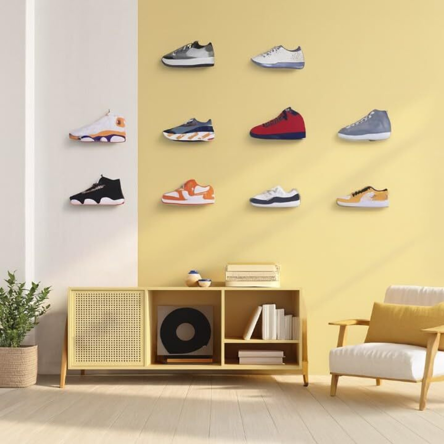 Image of Bestdecor Clear Wall Mounted Acrylic Shoe Holder Modern Shoe Display Shelf Pack of 8 Acrylic Wall Shelf