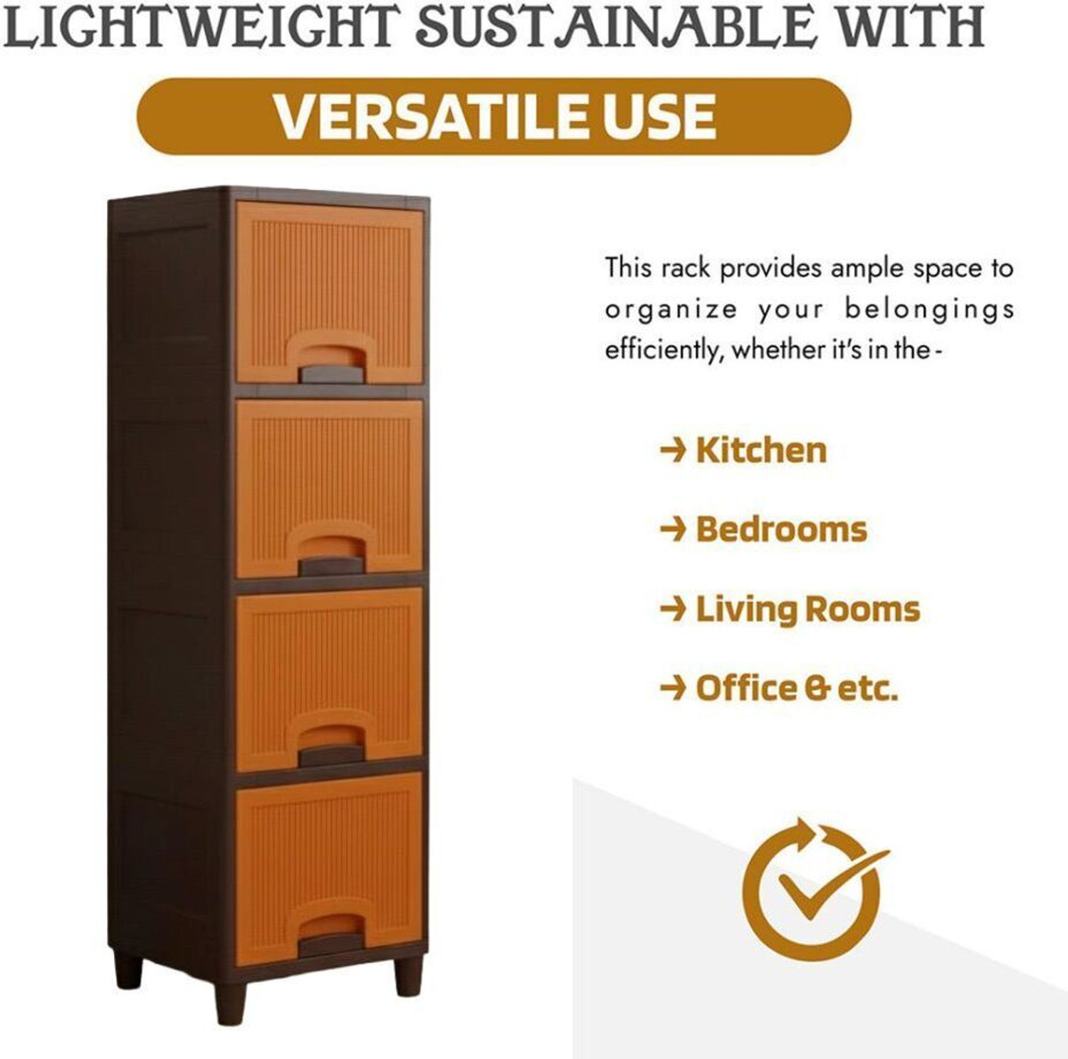 Image of MAXTID 4 Compartments Plastic 4 tier drawer Storage Boxes /Baskets with desk organizer