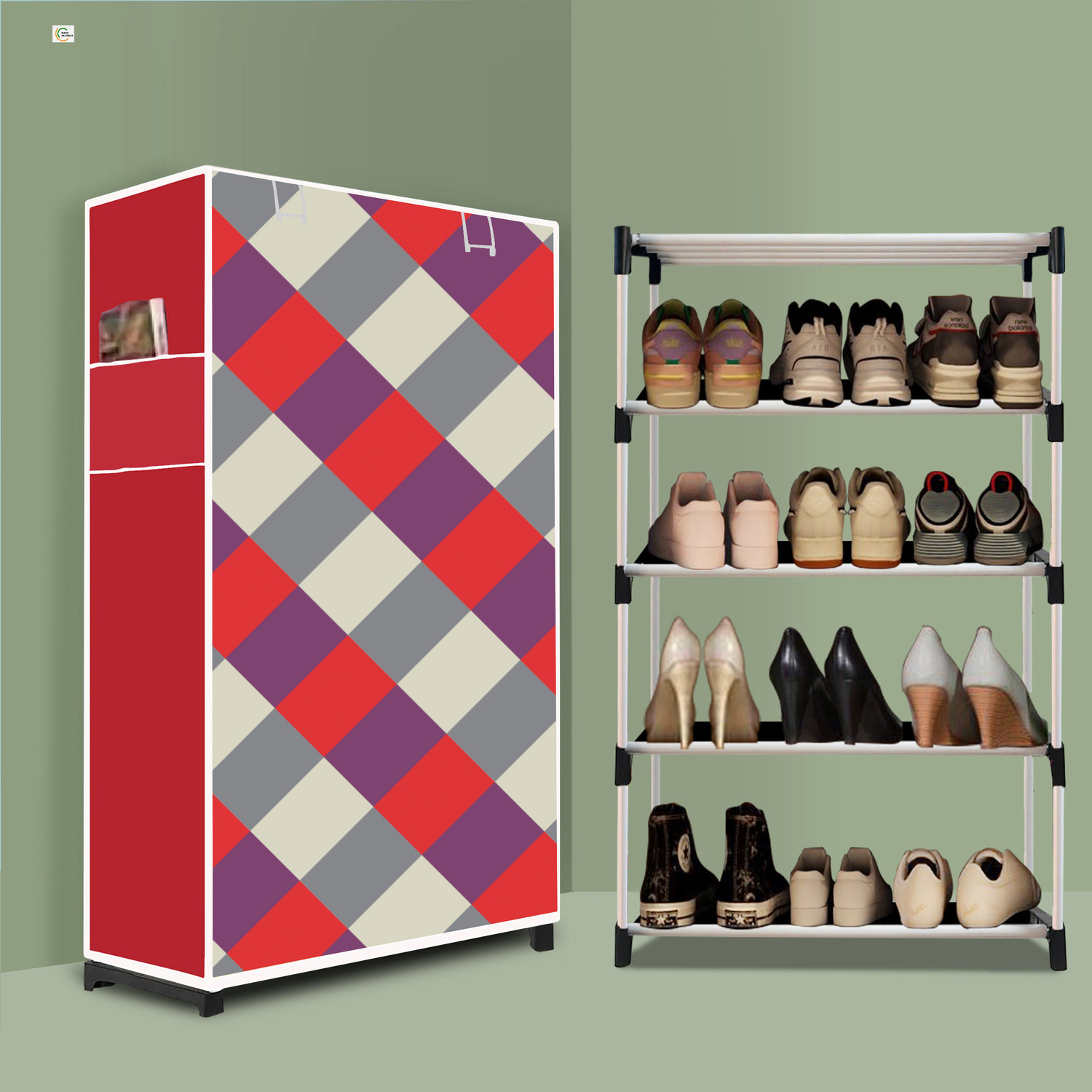 Image of RJ CREATION 4 Tier Foldable Shoe Rack - Space Saver, Universal for Entry, Bedroom & Balcony Plastic Shoe Stand