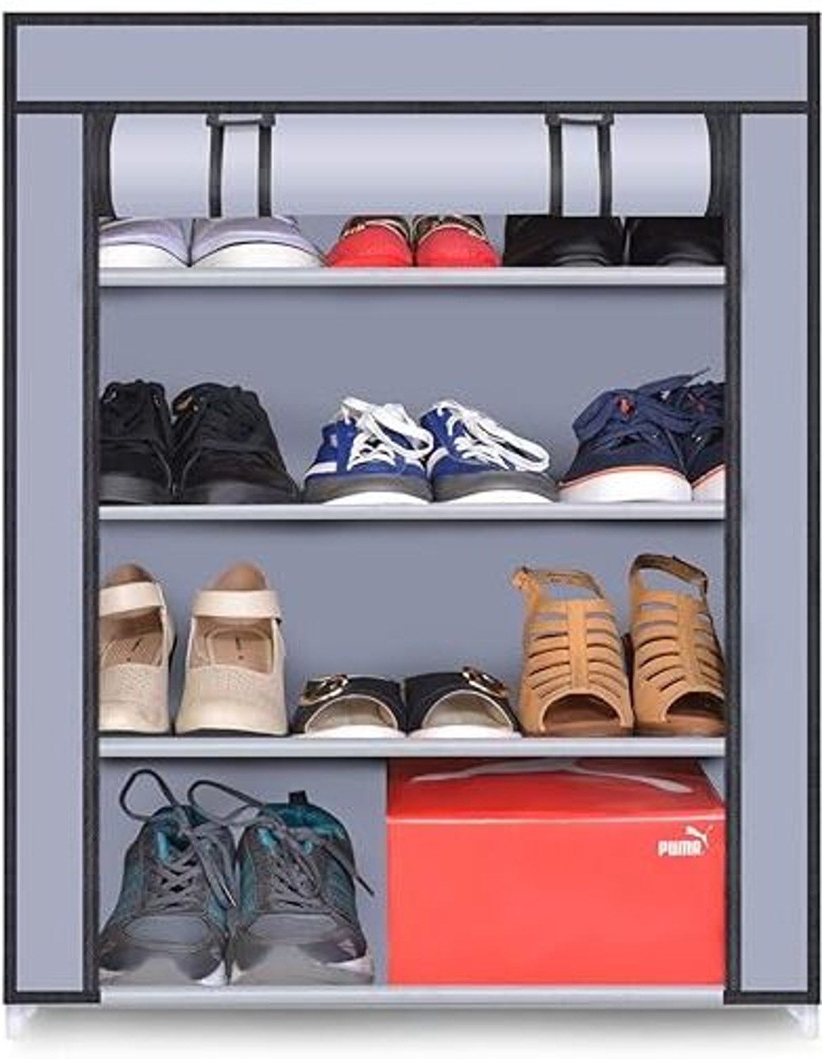 Image of ZENVEXYO 4-Tier Adjustable Cloth Storage Organizer Heavy Duty Plastic Micro Fiber Collapsible Wardrobe
