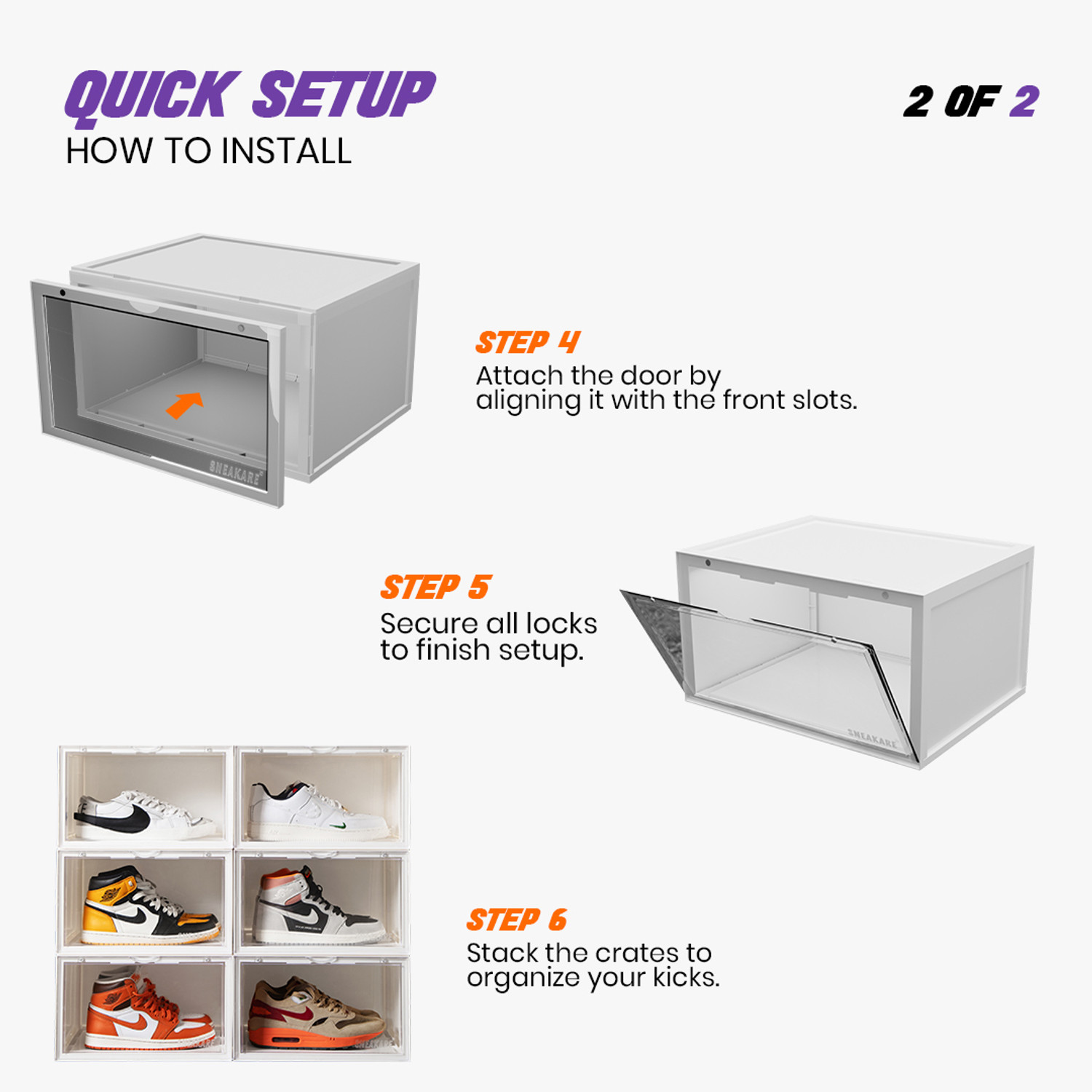 Image of SNEAKARE Side Drop Shoe Rack & Storage Box for Office /Home, Shoe Storage Box For Sneakers Plastic Collapsible Shoe Stand