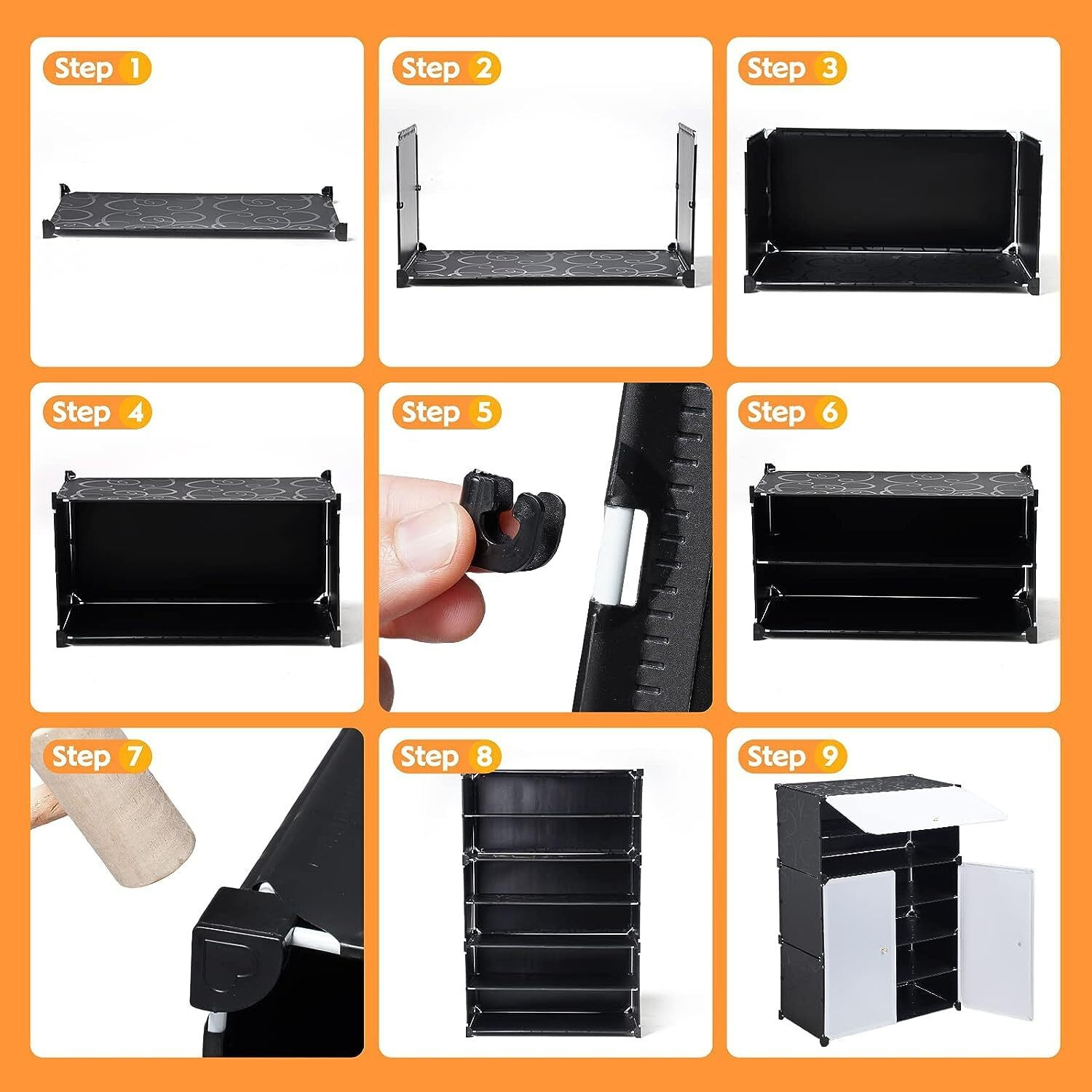 Image of SEASONS 6-Shelf-3-Door Plastic Cubort Shoe Rack Plastic Collapsible Shoe Stand