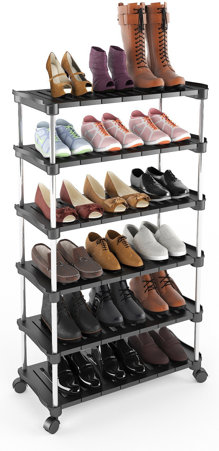 Image of Trendy Super Smart Stackable and Durable, Easy to Assemble Shoe Rack-(6 Shelves) Plastic, Metal Shoe Stand