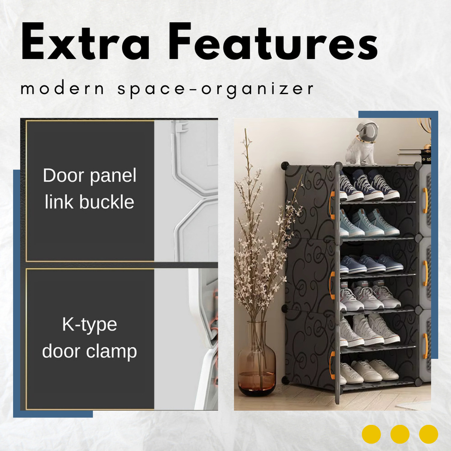 Image of Owme 12-Tier Plastic Shoe Rack with Dustproof Doors - Modular Shoe Cabinet Plastic Shoe Stand
