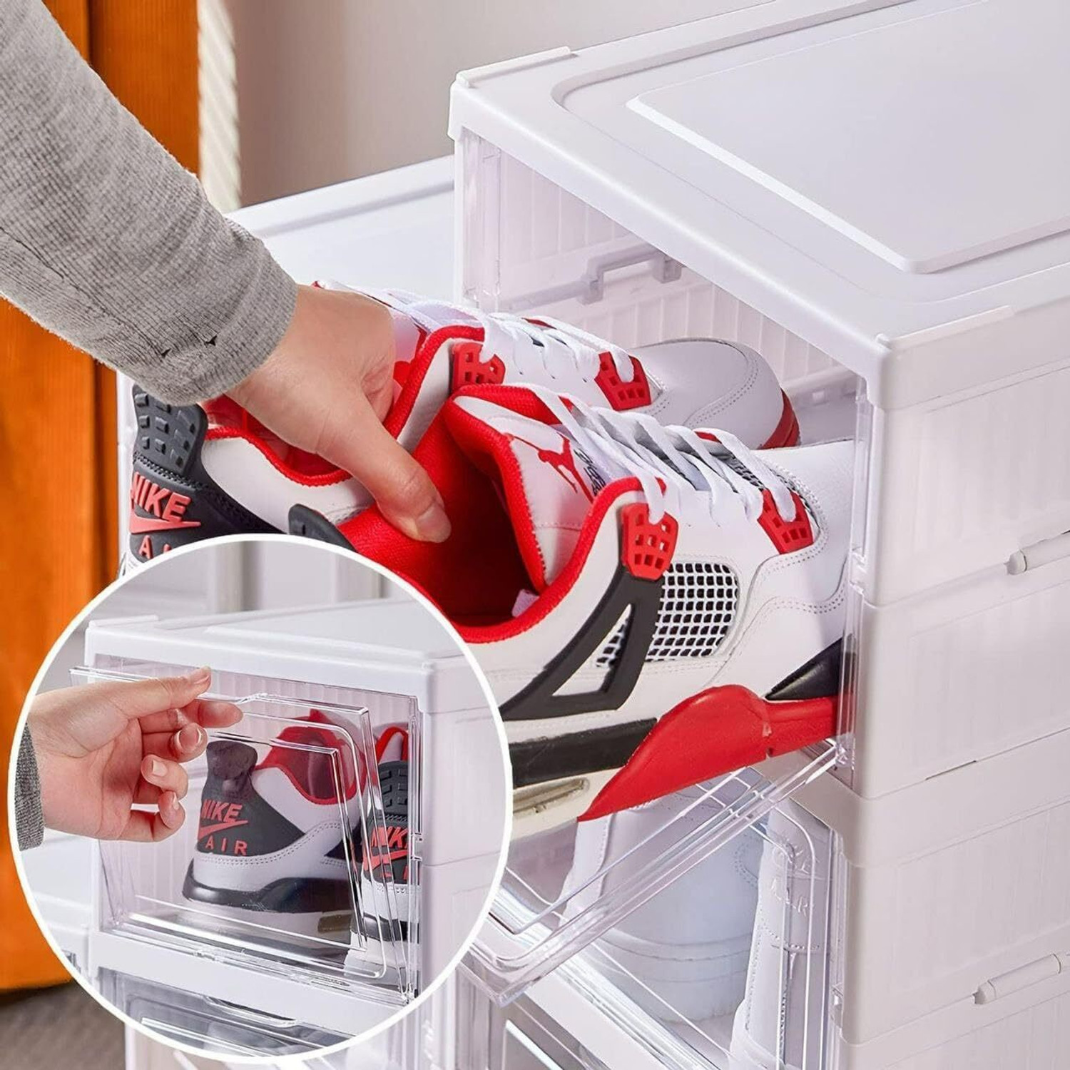 Image of EDENGLOW 4 Compartments plastic Foldable Closed Shoes Racks or Organizer for Wardrobe for Home and office use