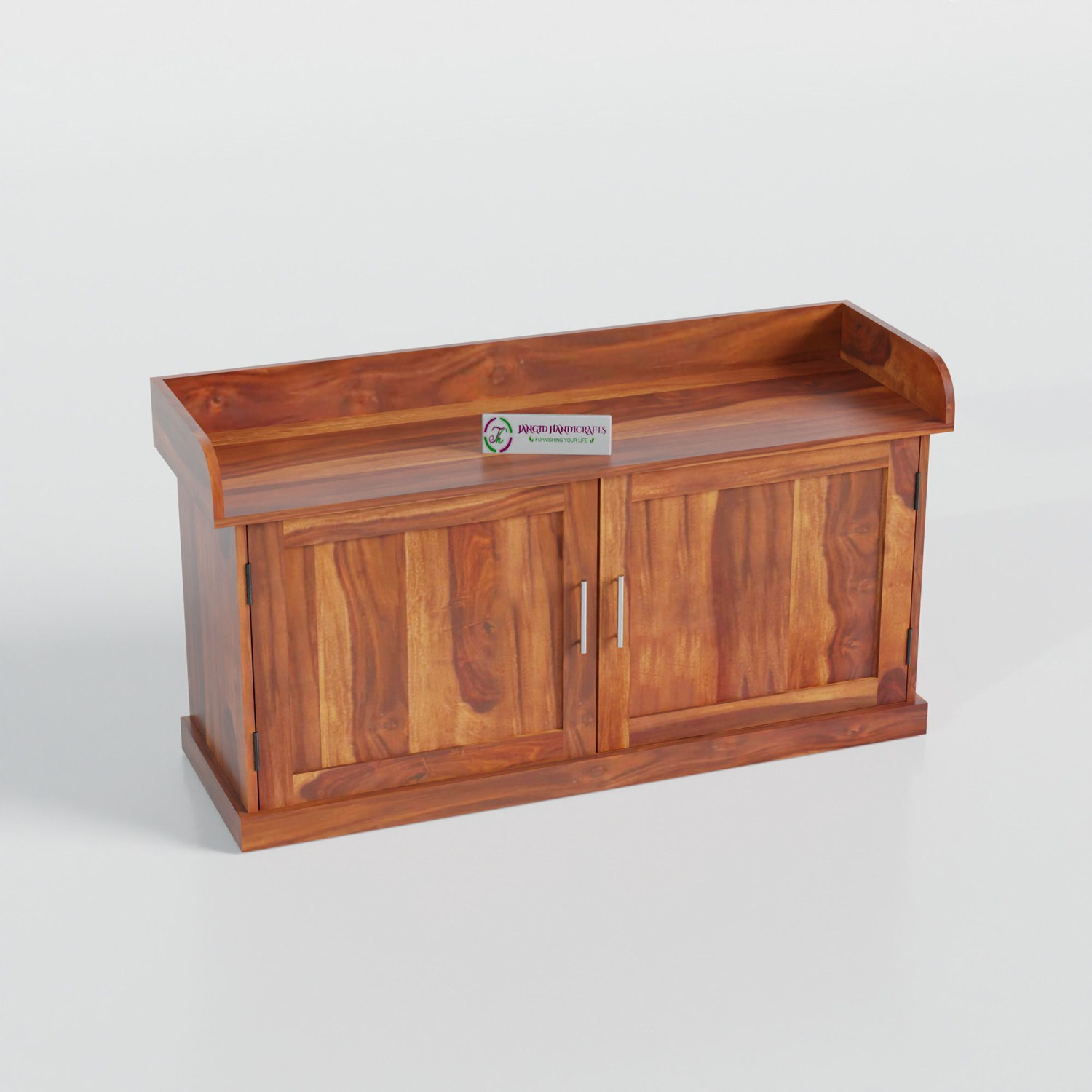 Image of jangid Handicraft Solid Wood 2 Door Shoe Cabinet Storage Bench Solid Wood Shoe Rack