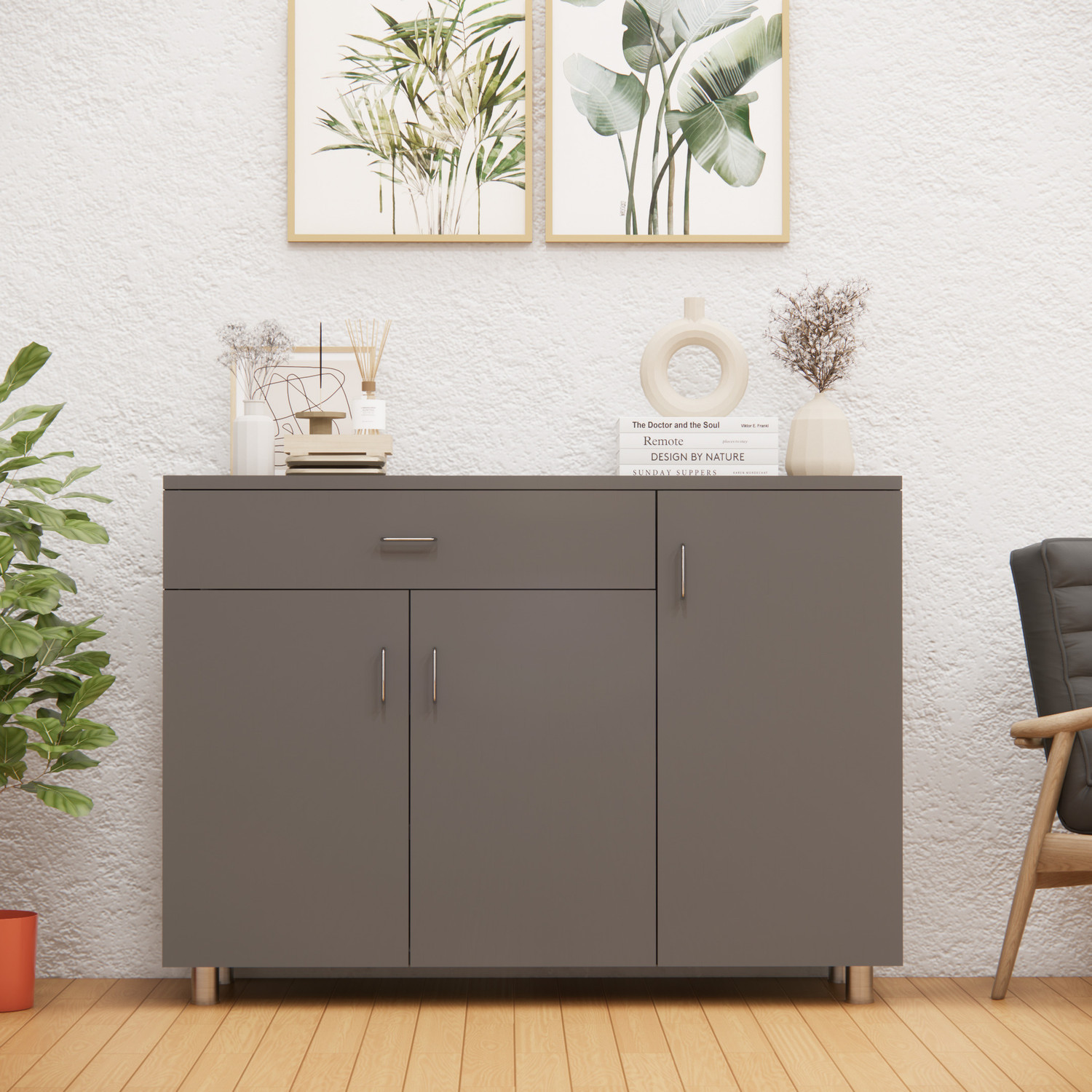 Image of BLACKWOODS 3-Door with Spacious Drawer & Closed Storage with Free installation by Brand Engineered Wood Kitchen Cabinet