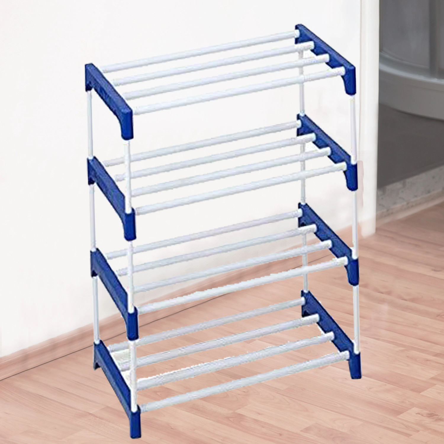 Image of RKE 4 layer heavy shoe stand rack Plastic Shoe Stand (Blue, 4 Shelves, DIY(Do-It-Yourself))