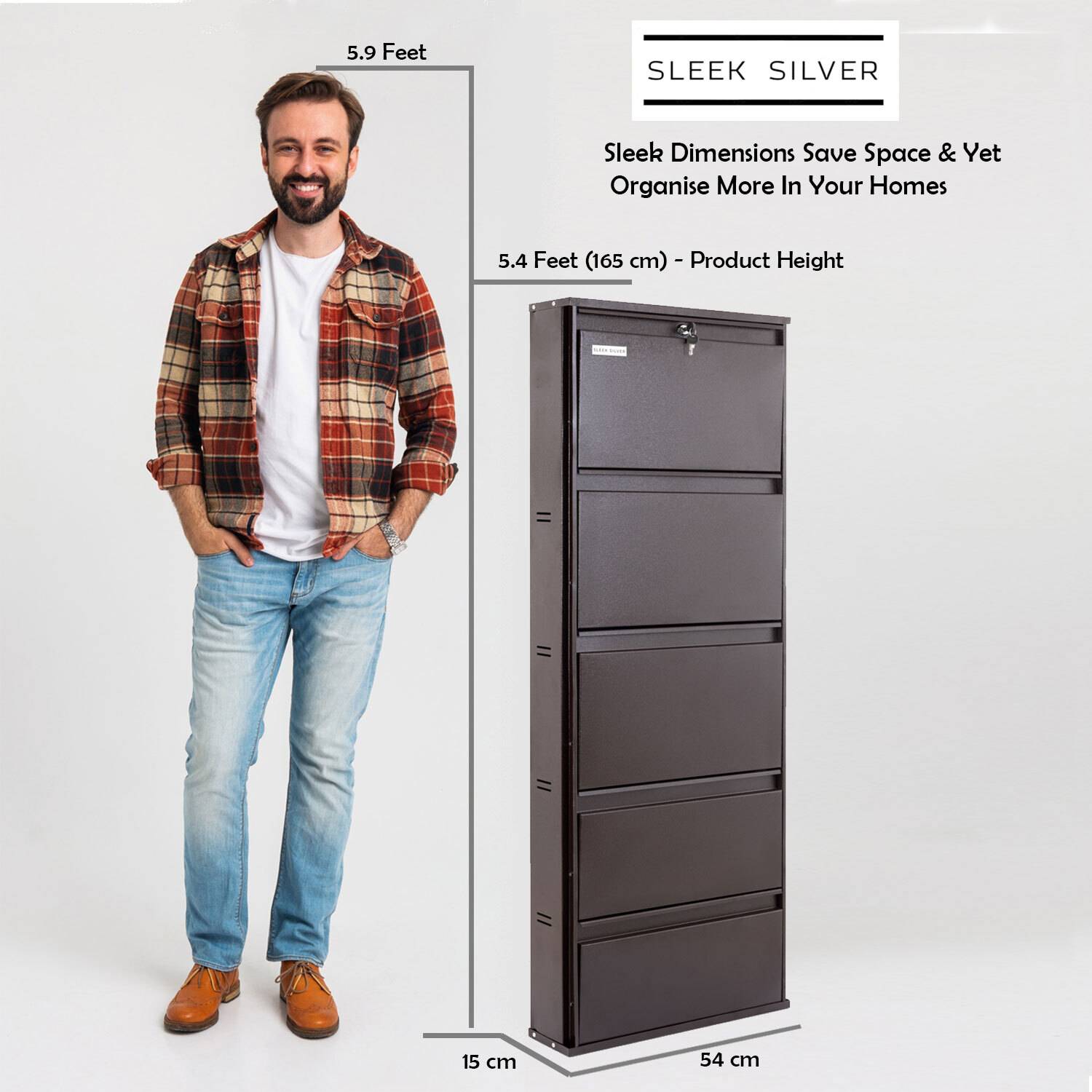 Sleek Silver Space Saving Shoe Organiser Cabinet 12-15 Pairs - Image 3