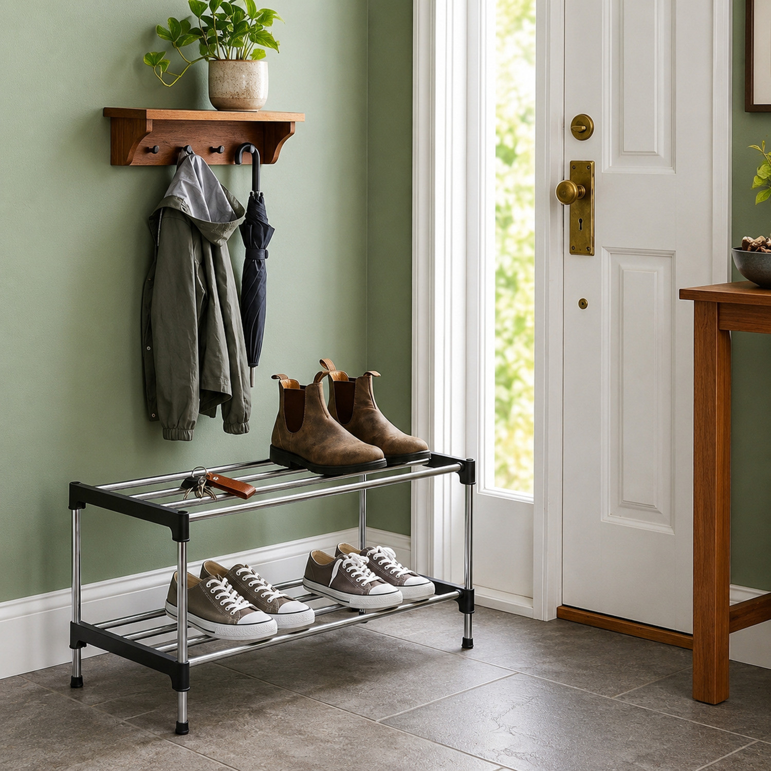 Image of Glostella 2 Layer Stainless Steel Shoes Rack for Home /Shoe Stand / Metal Shoe Stand