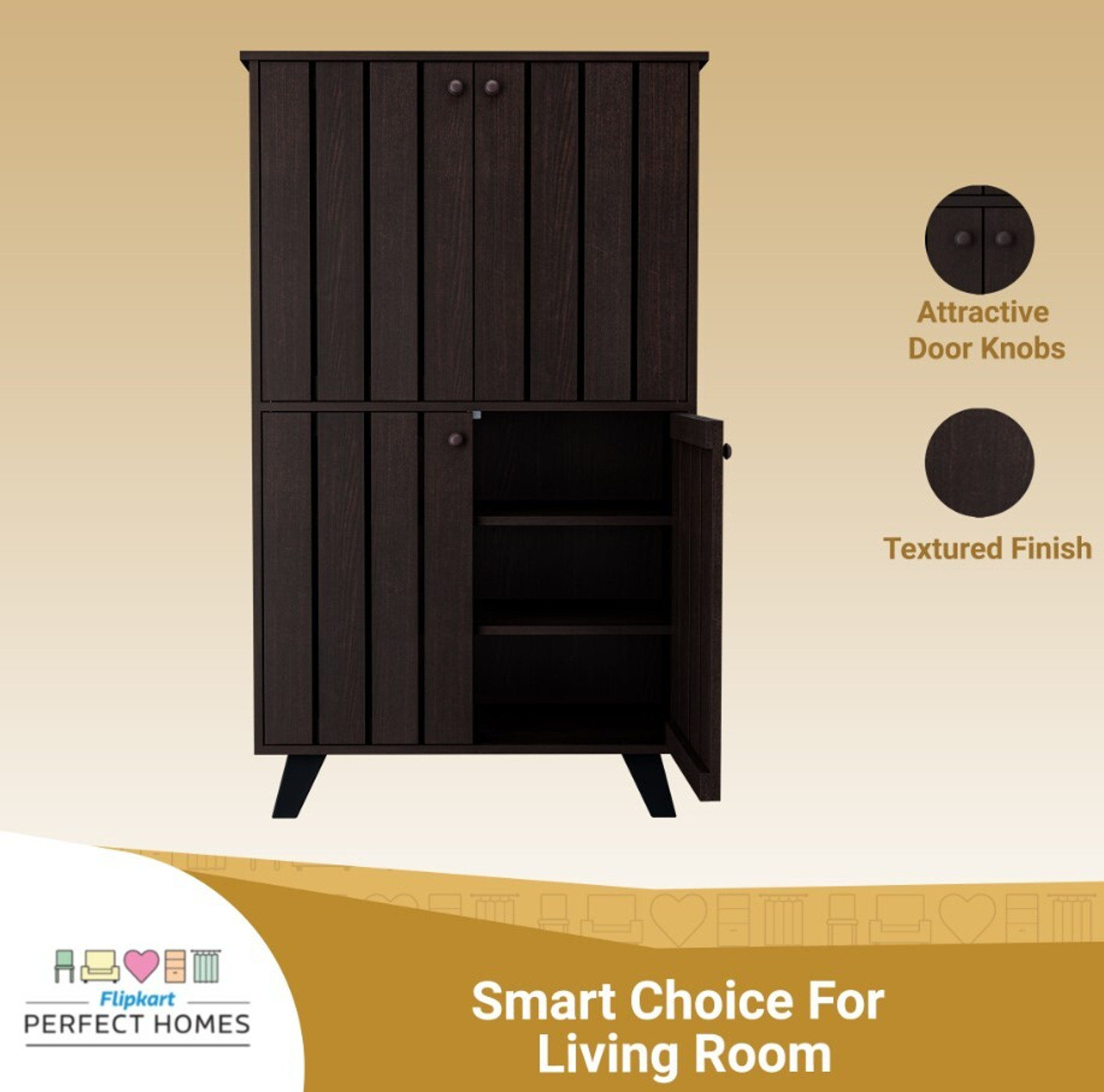 Image of Flipkart Perfect Homes Cole Engineered Wood Shoe Rack