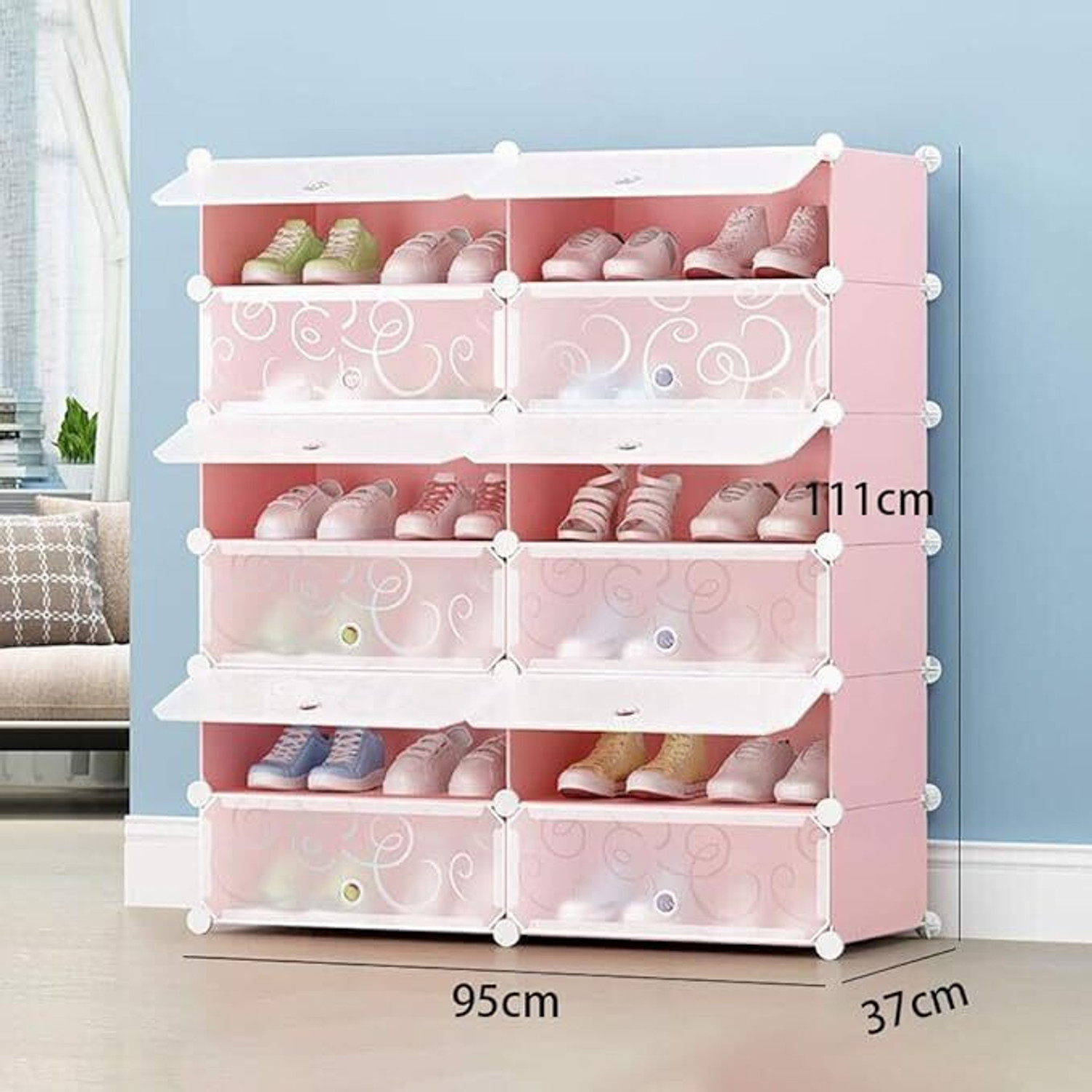 Image of ASSURE 12 Door 12 Shelf Plastic Metal Plastic Collapsible Shoe Stand Plastic Collapsible Shoe Stand