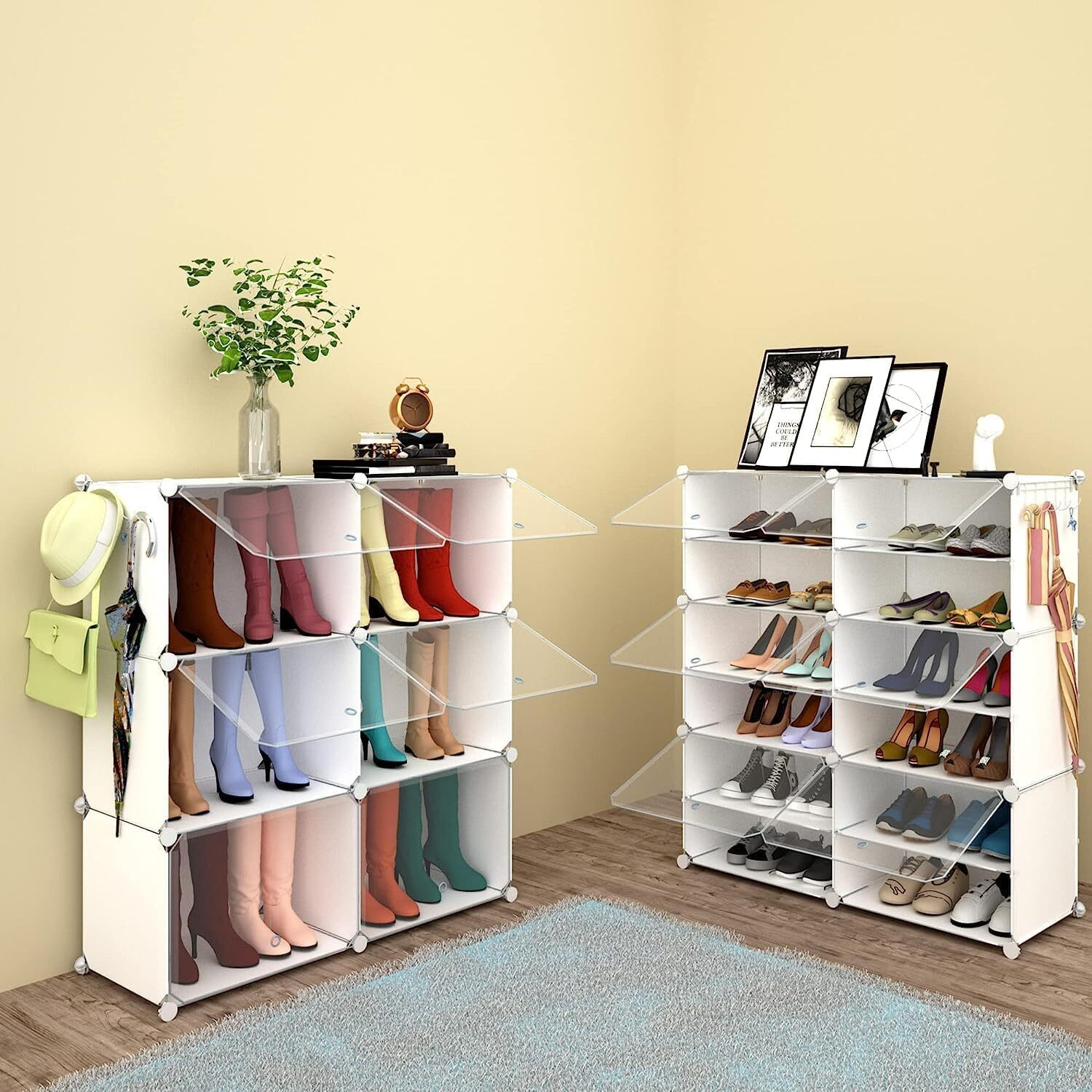 Image of FORMONIX 12-Shelf-6-Door Plastic Cupboard Shoe Rack Plastic, Metal Collapsible Shoe Stand