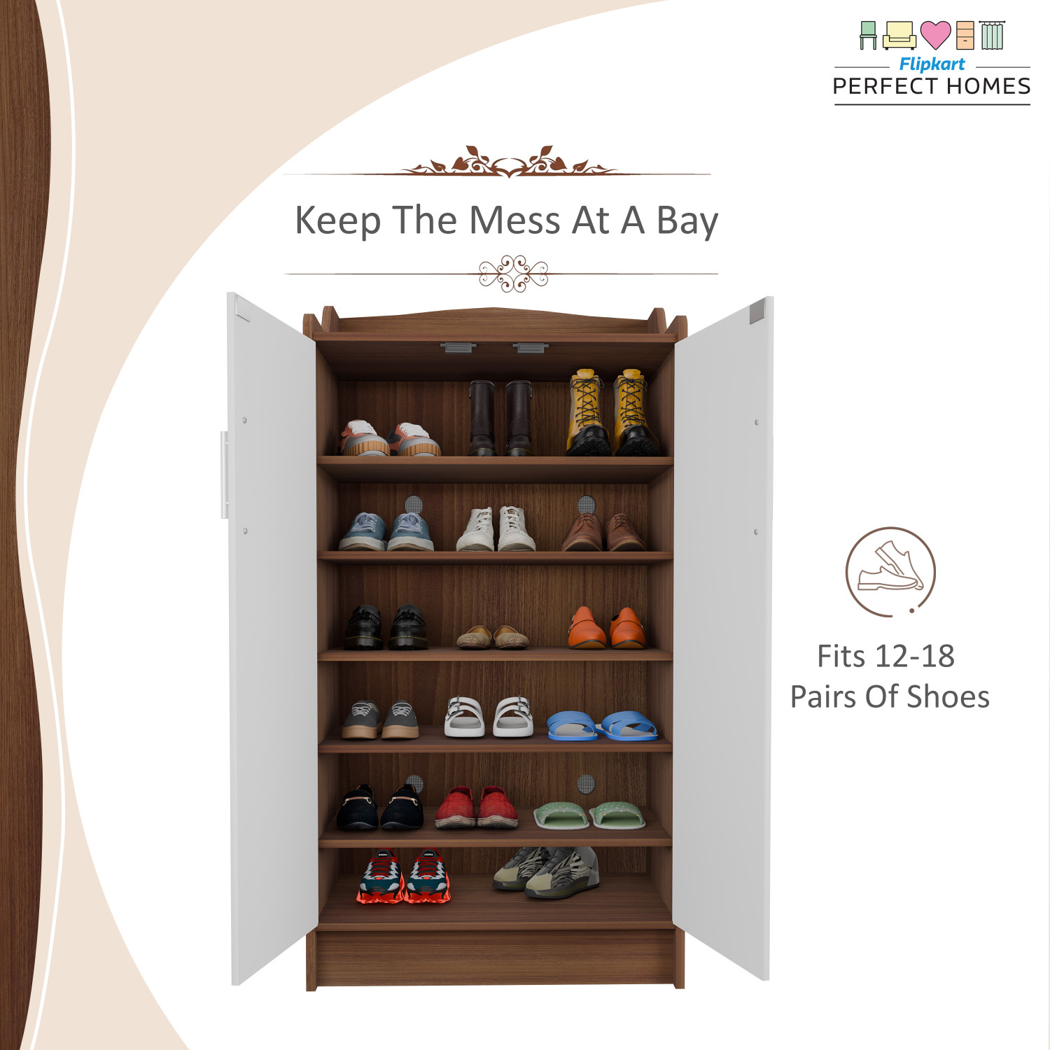 Image of Flipkart Perfect Homes Wellington Engineered Wood Shoe Rack