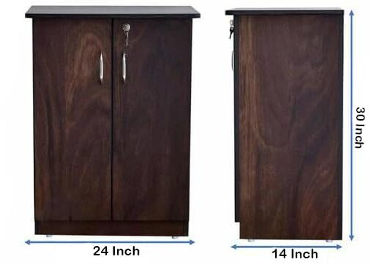 Image of CASPIAN Wooden Multipurpose / shoe Cabinet with door & Drawer of 10 Pairs Engineered Wood Shoe Rack (rainforest brown, 4 Shelves, Pre-assembled)