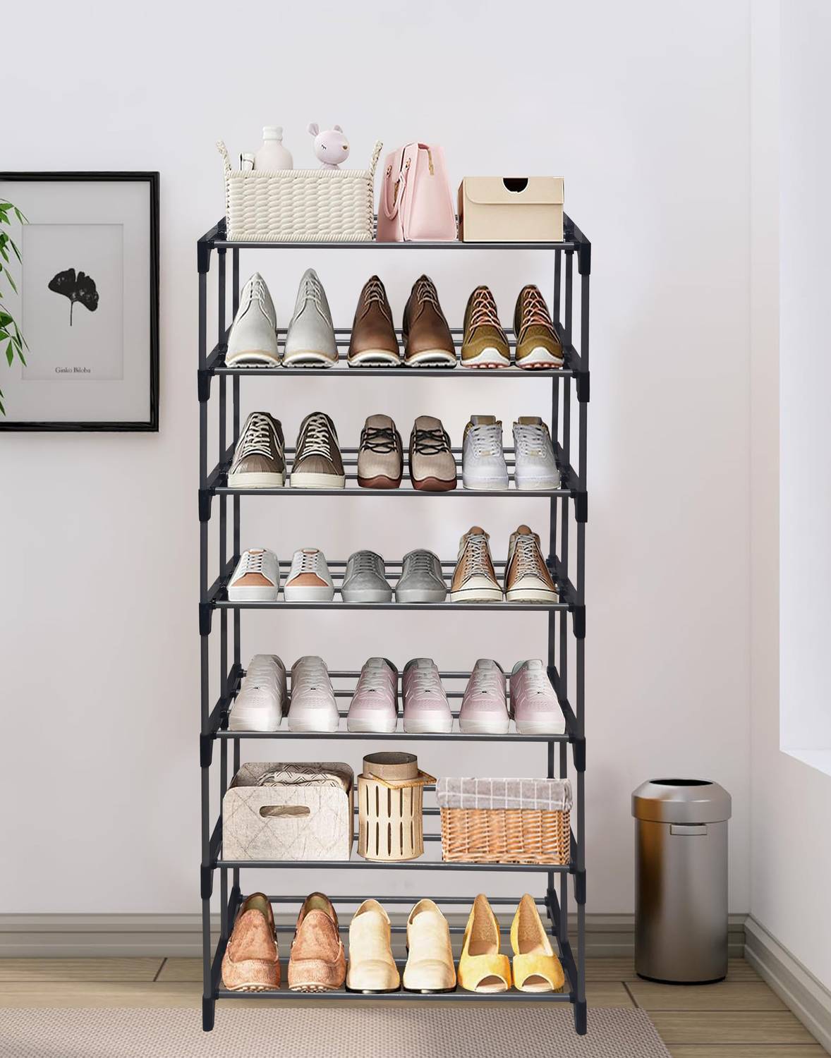 Philoshop Shoe Organizer Metal Collapsible Shoe Stand