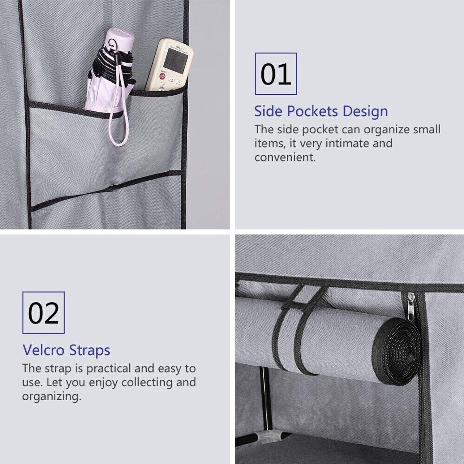 Image of Samaaya 6 Shelf Foldable Collapsible Wardrobe Storage Organizer Almirah Cloth Rack Cotton Collapsible Wardrobe (Finish Color - Before Christmas Blue (21), DIY(Do-It-Yourself))
