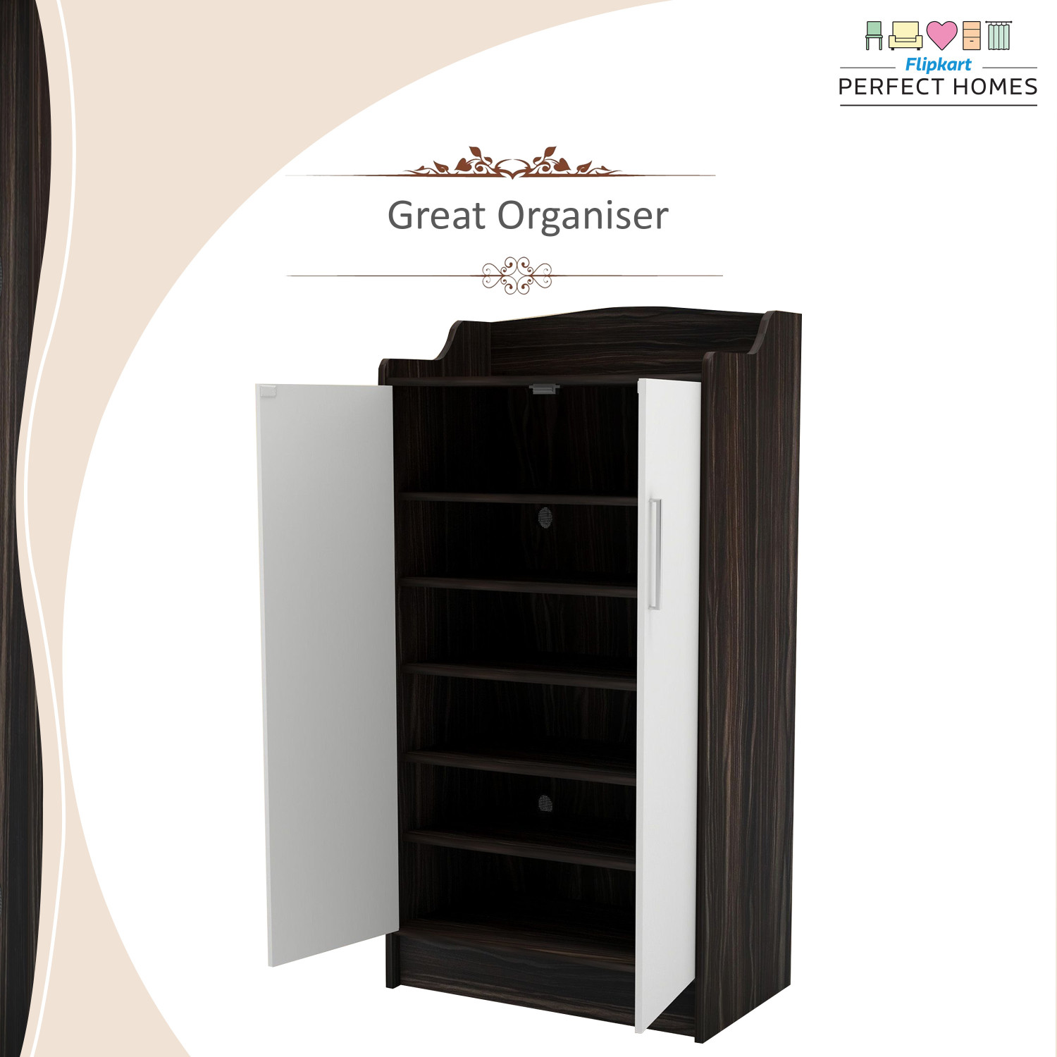 Image of Flipkart Perfect Homes Wellington Engineered Wood Shoe Rack