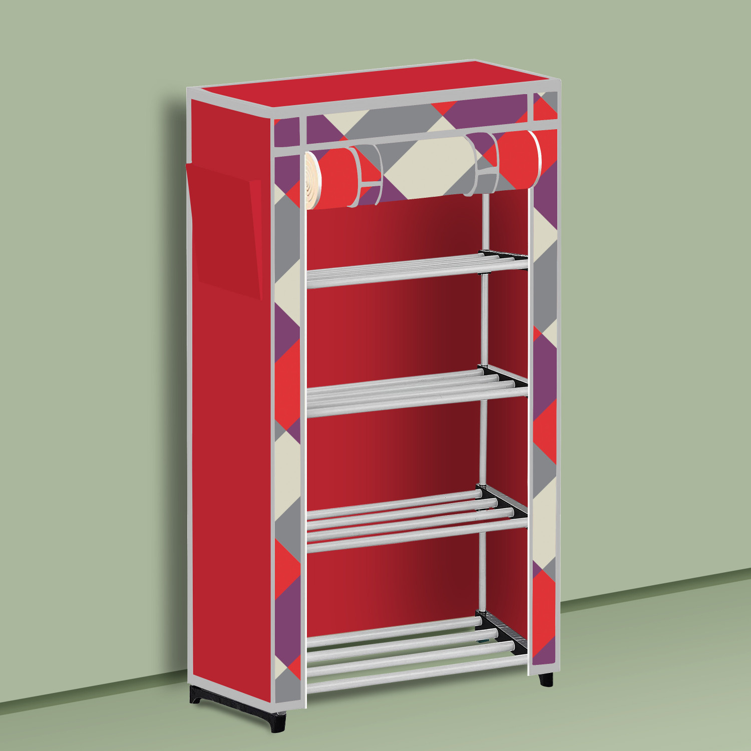Image of RJ CREATION 4 Tier Foldable Shoe Rack - Space Saver, Universal for Entry, Bedroom & Balcony Plastic Shoe Stand