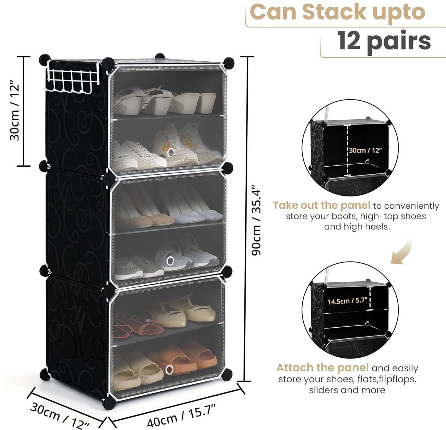 Keekos 6-Shelf 3-Door Collapsible Shoe Rack - Image 3
