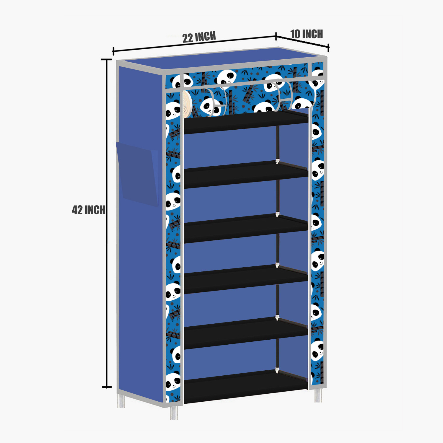 Image of Samaaya 6 Shelf Foldable Collapsible Wardrobe Storage Organizer Almirah Cloth Rack Cotton Collapsible Wardrobe (Finish Color - Before Christmas Blue (21), DIY(Do-It-Yourself))