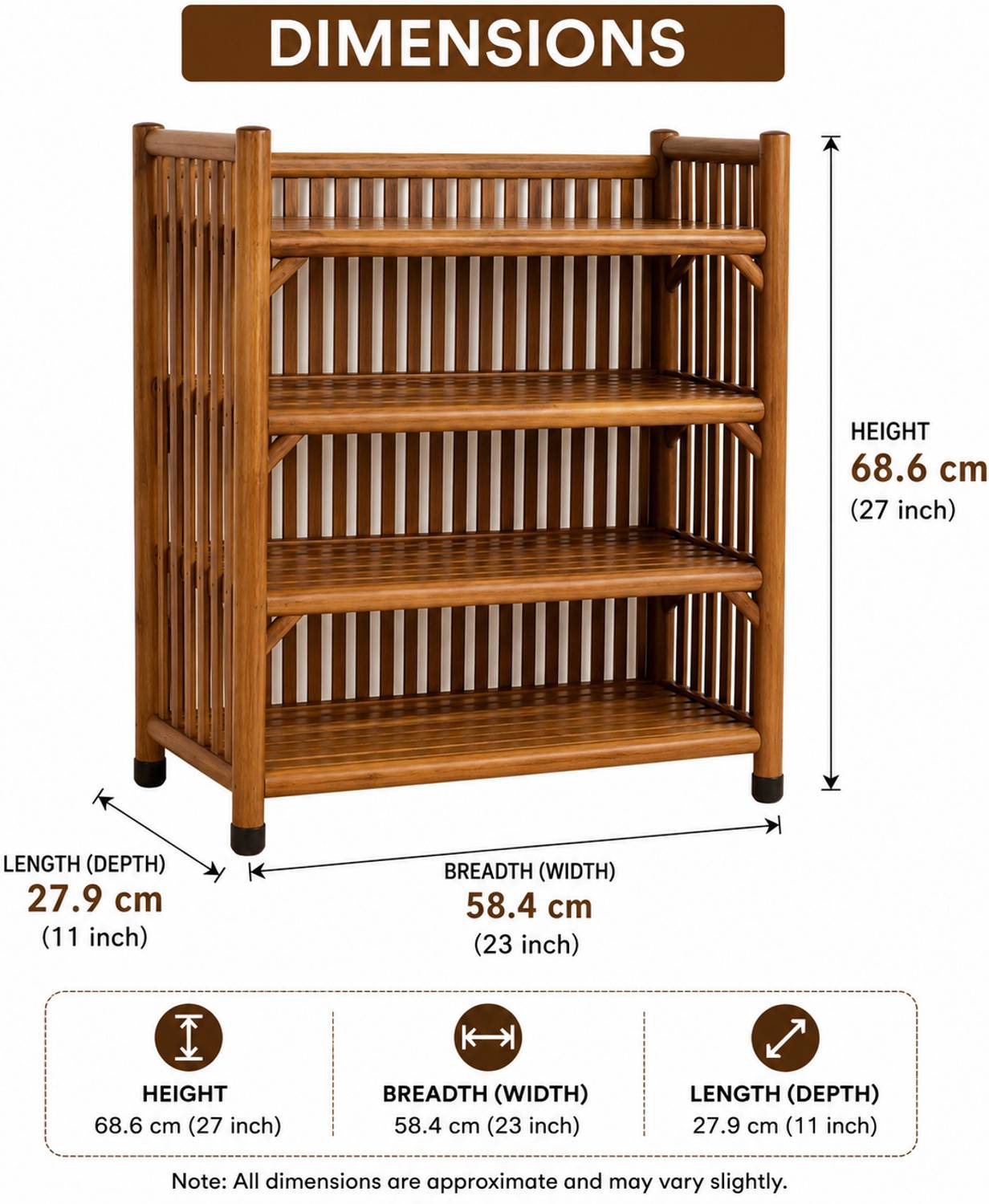 ALVRIQ 4 Tier Bamboo Shoe Rack Brown - Image 4