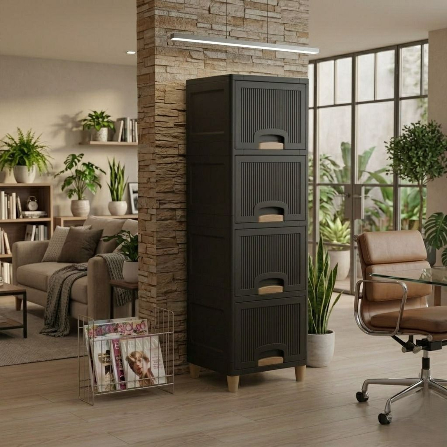 Image of GROTHEORY Vertical Tower with Smooth Glide Roller Drawers Plastic Shoe Stand