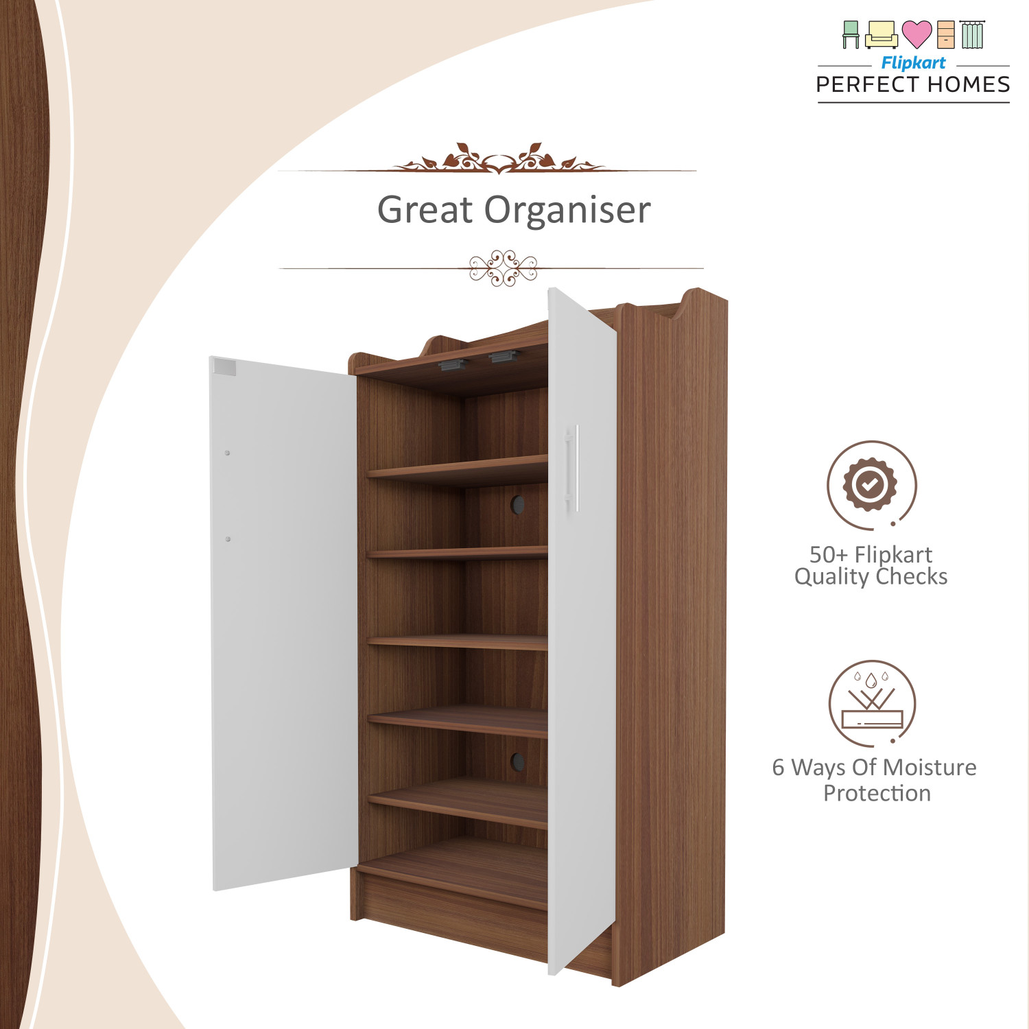 Image of Flipkart Perfect Homes Wellington Engineered Wood Shoe Rack