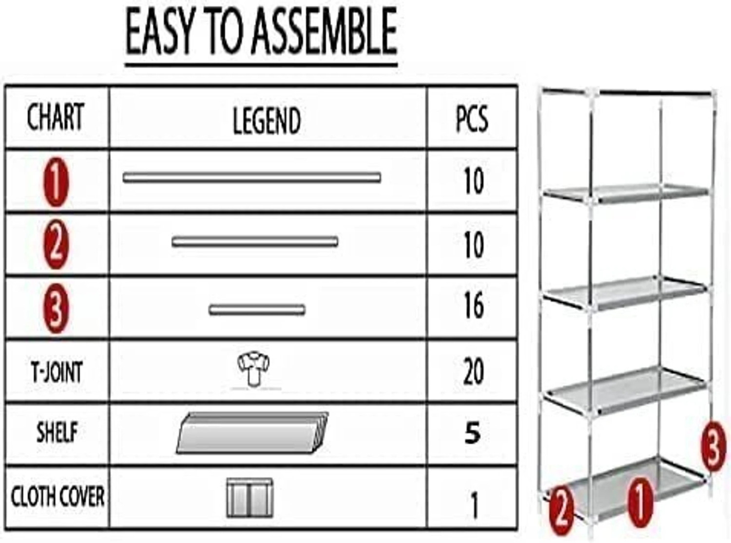 Image of Everstep Foldable 4-Layer Shoe Rack with Cover Plastic Shoe Stand