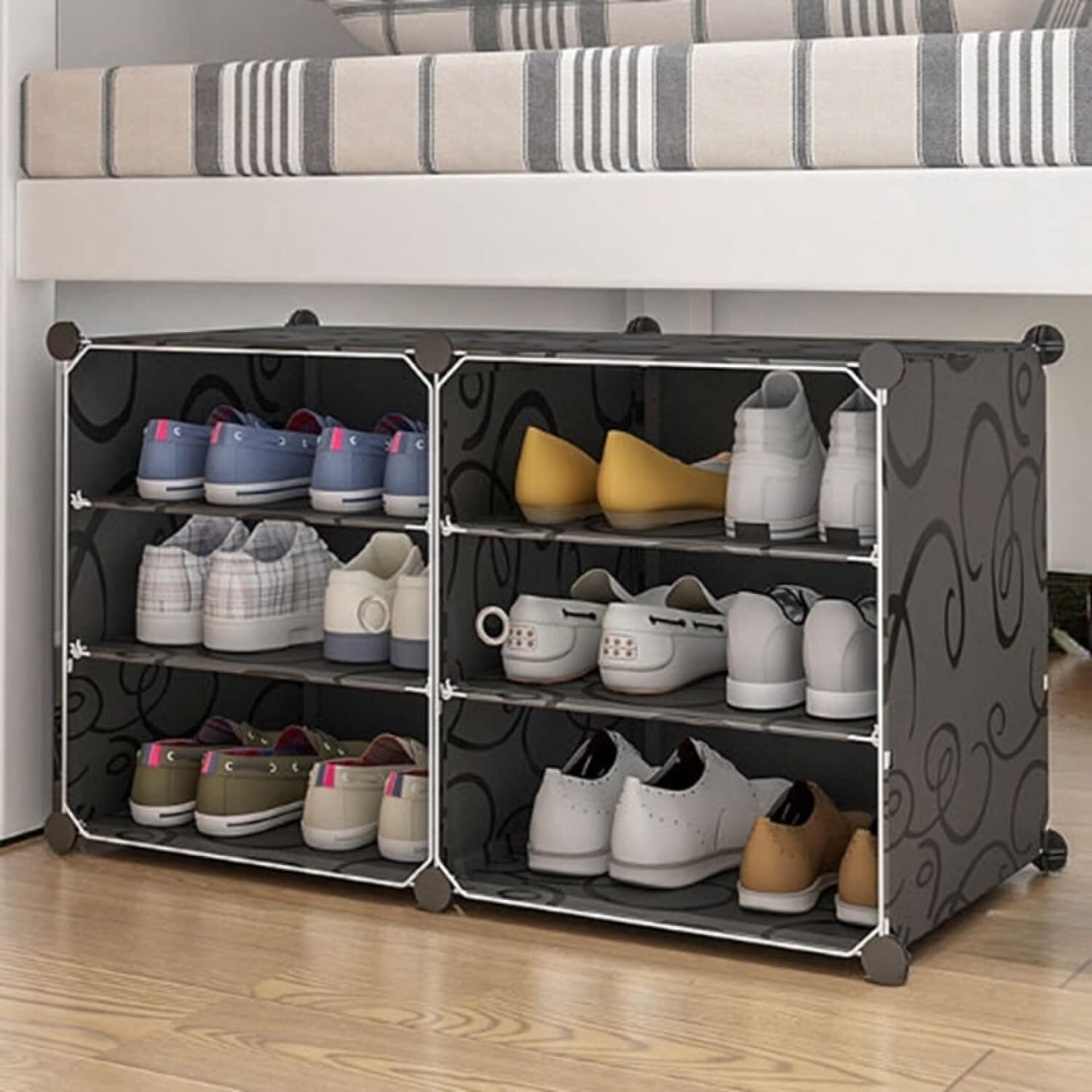 Image of Flipkart Perfect Homes Studio Shoe Rack Organizer 12 Pair Tower 6 Shelve 2 Door Portable Shoe Rack Plastic Shoe Rack