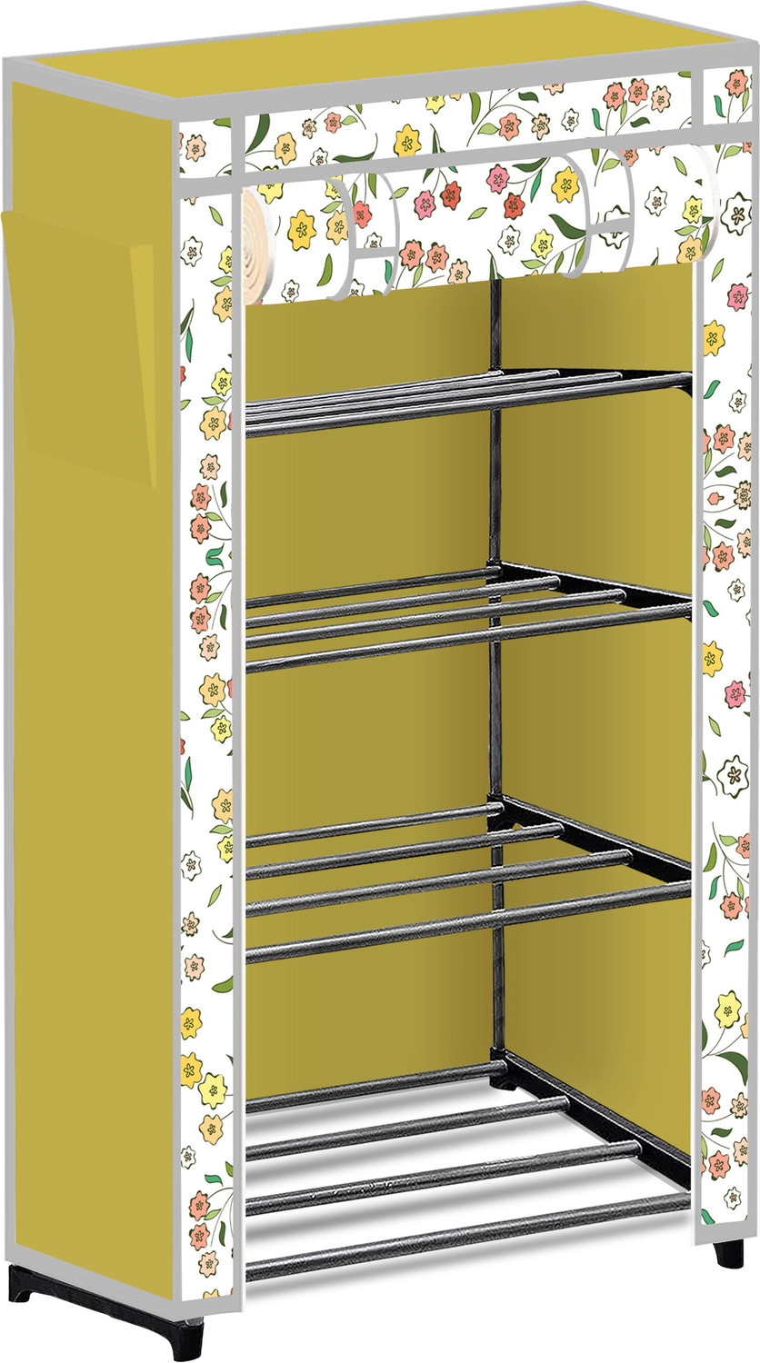 Image of Styleys 4 Tier Foldable Shoe Rack - Space Saver, Universal for Entry, Bedroom & Balcony Metal Collapsible Shoe Stand