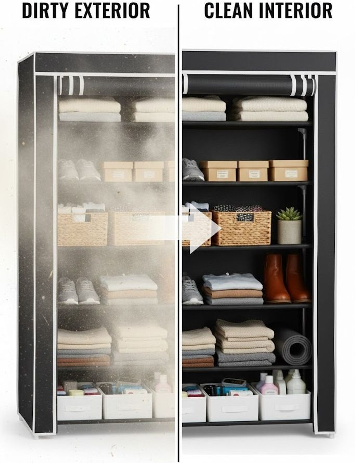 Image of Chalia Portable Rack with Black cover ultra durable 6 tier Rack for shoes books etc Plastic Shoe Stand
