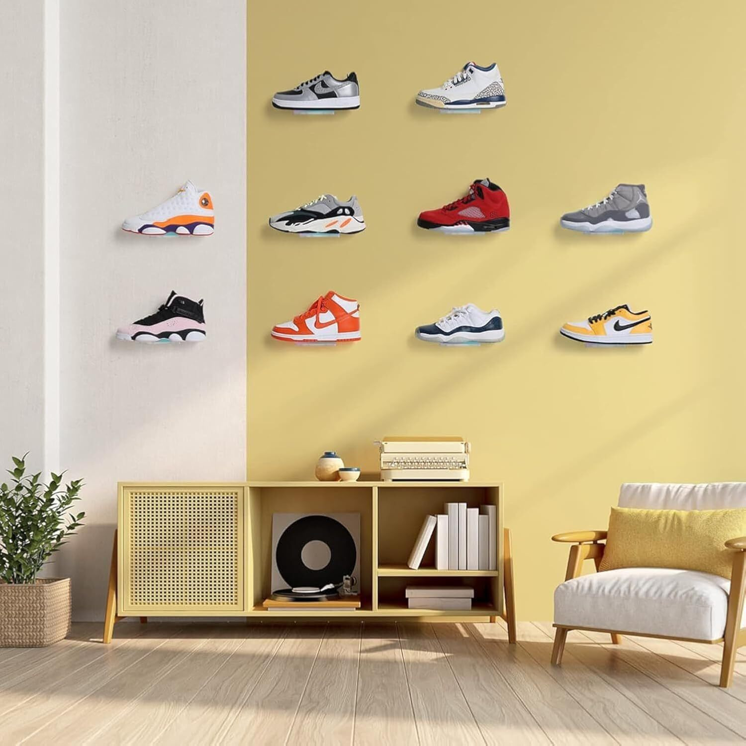Image of SHIVHANGER Wall Mounted Self Adhesive Shoe Rack | No Drill Shoe Stand Organizer Plastic Shoe Stand