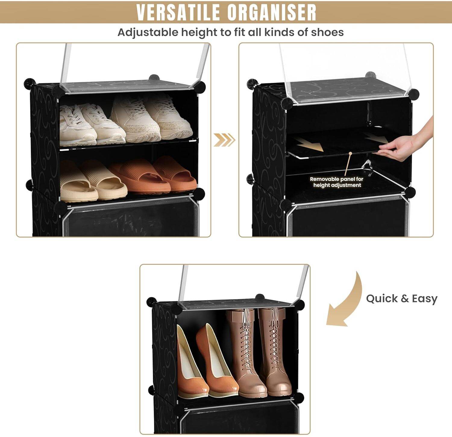 Keekos 6-Shelf 3-Door Collapsible Shoe Rack - Image 5