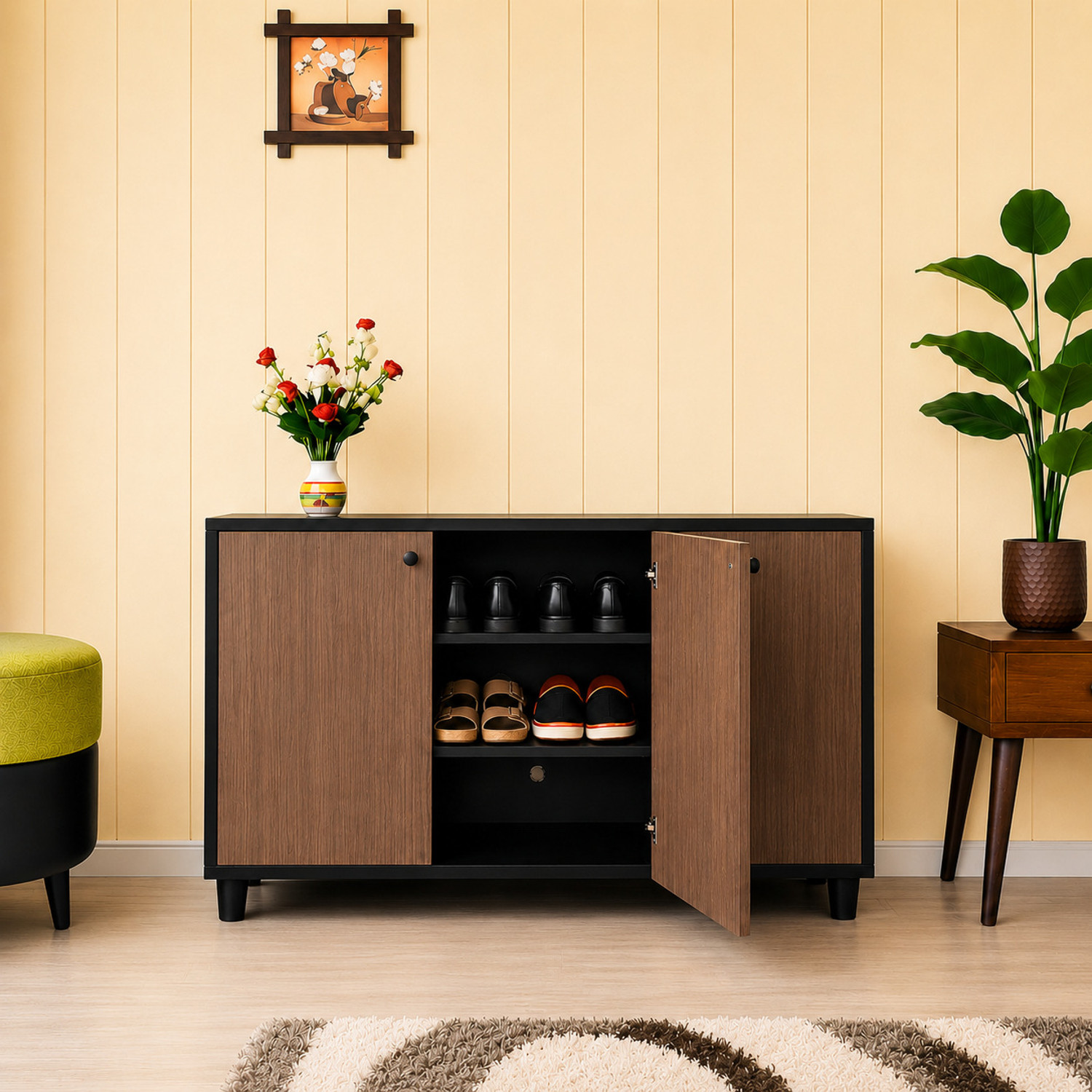 Image of Home Full Oscar 3 Door Engineered Wood Shoe Rack