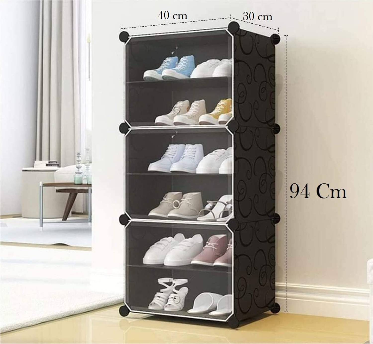 Keekos 6-Shelf 3-Door Collapsible Shoe Rack - Image 2