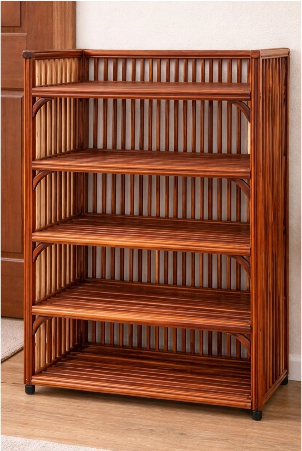 Image of saad enterprises Handmade 5 shelves Bamboo Shoe Rack| Stand| Organizer Bamboo Shoe Stand (Brown, 5 Shelves, Pre-assembled)