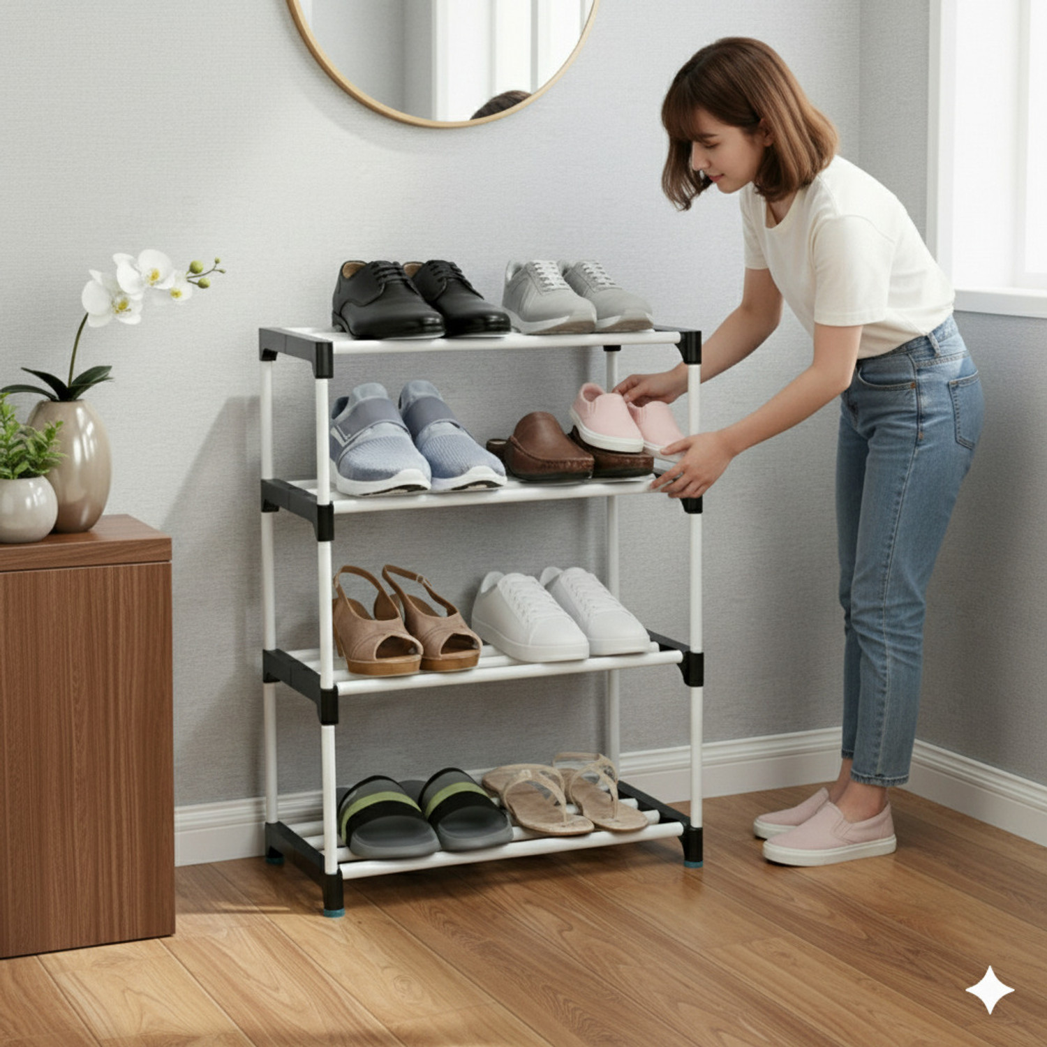 Image of BAE SmartStep 4 Tier Shoe Rack Space Max Plastic Shoe Rack Plastic Shoe Stand